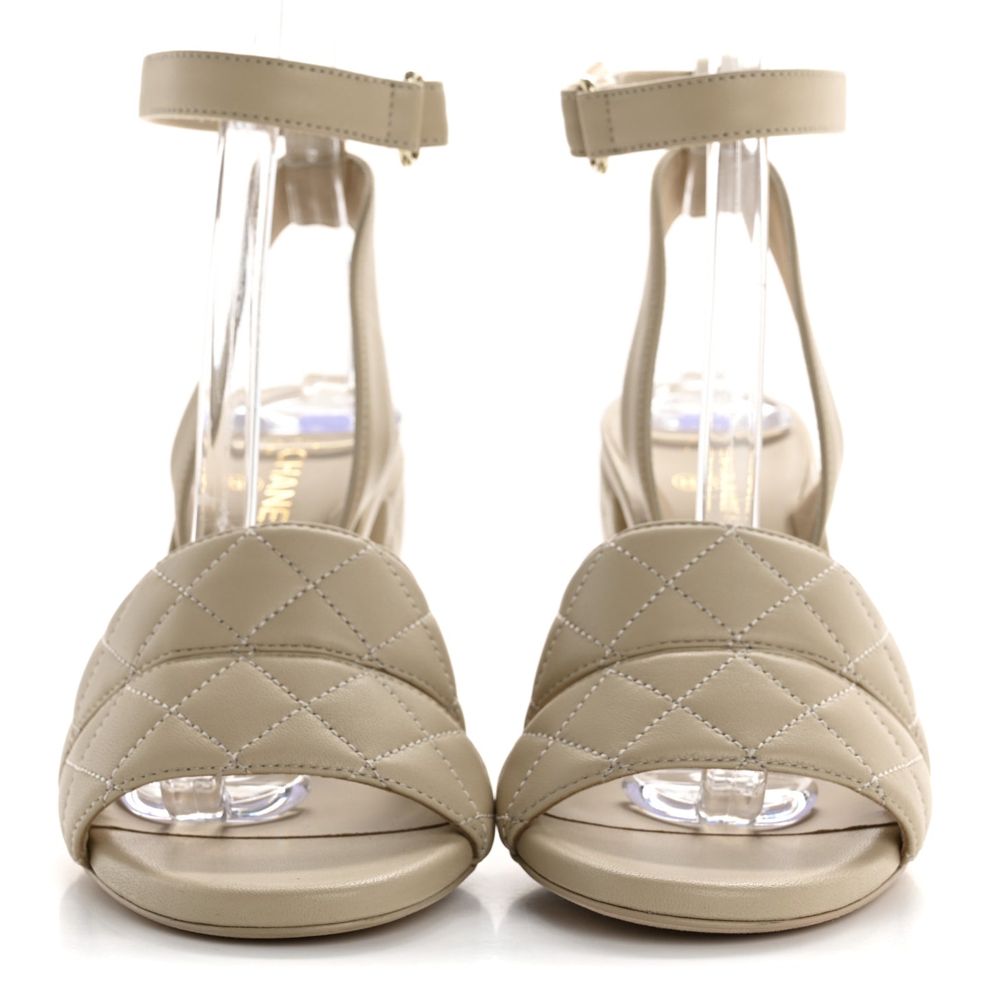 Lambskin Quilted Sandals 37 Beige