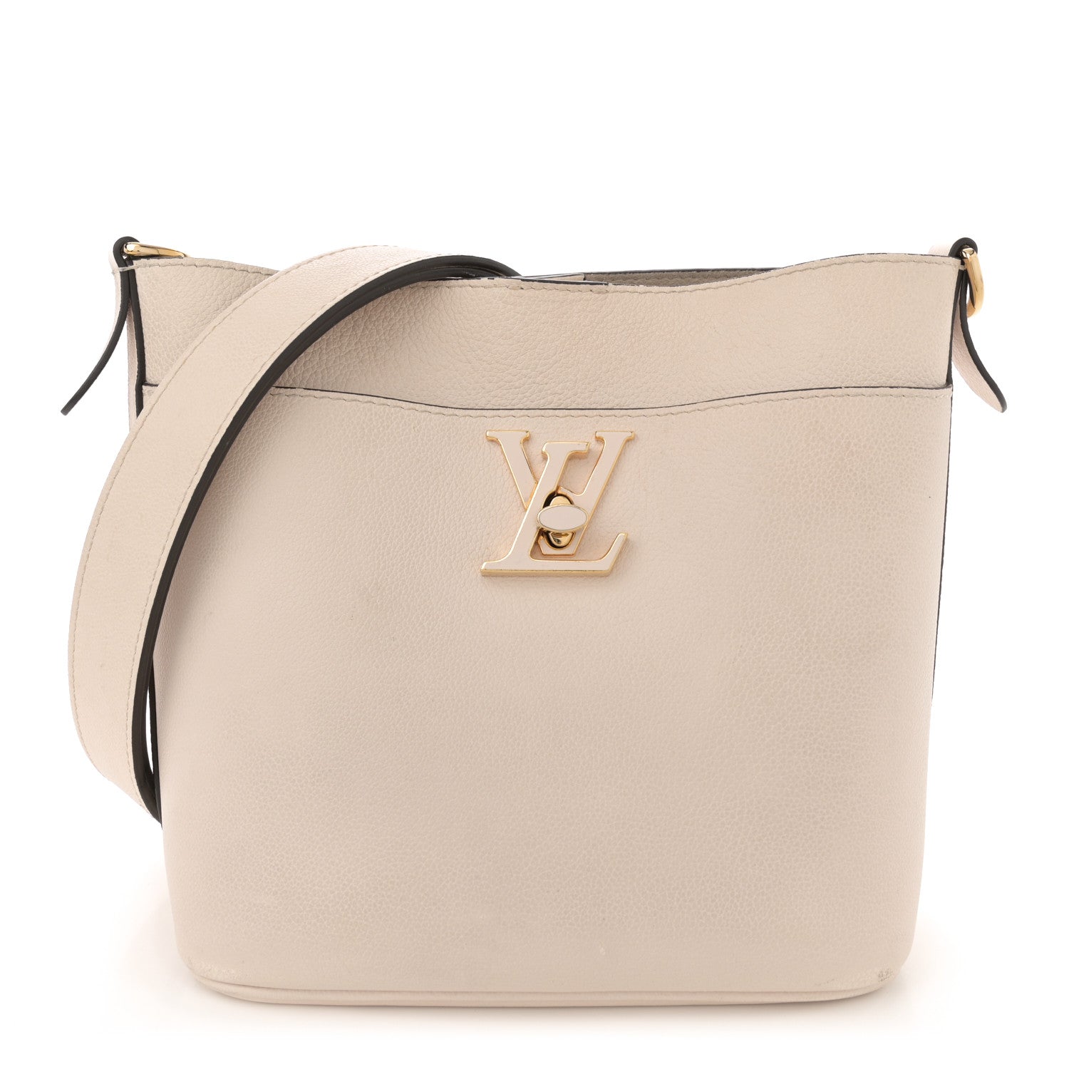 Louis Vuitton Grained Calfskin Lock and Walk Bucket Quartz 1 of 12