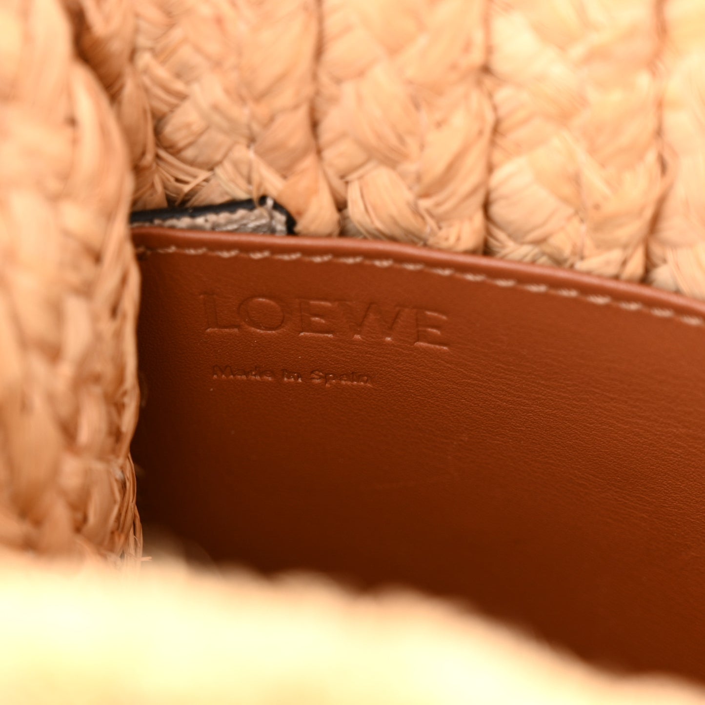 Raffia Calfskin Small Gate Tote Tan Naturel