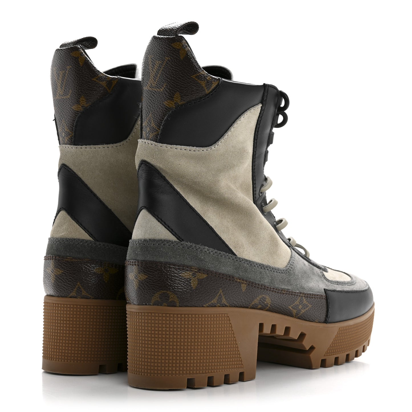 Suede Calfskin Monogram Laureate Platform Desert Boots 40 Grey