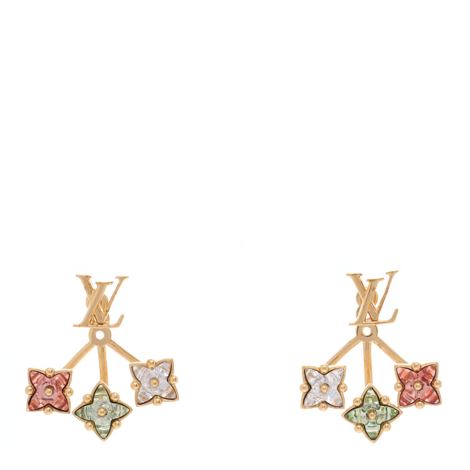 Louis Vuitton Metal Crystal Loulougram Earrings Multicolor 1 of 4