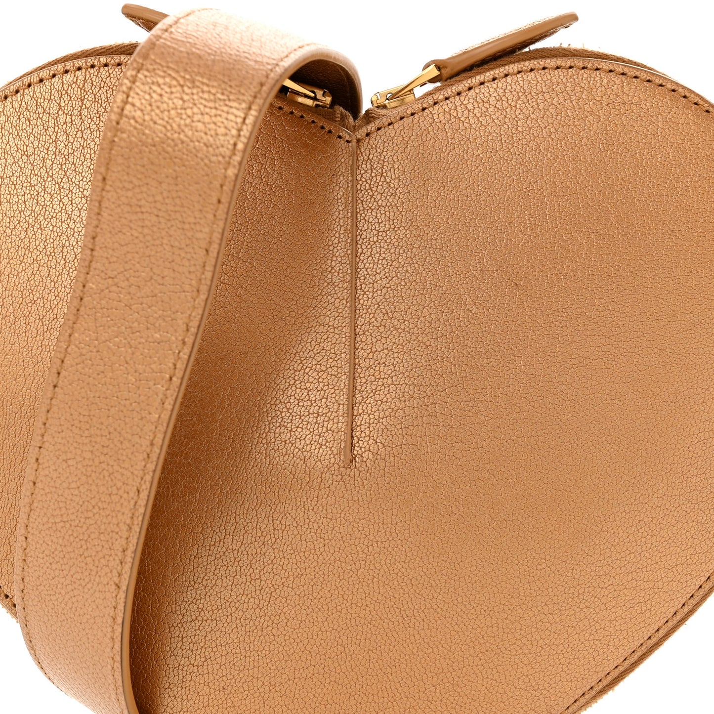 Metallic Goatskin Le Coeur Chain Bag Cuivre