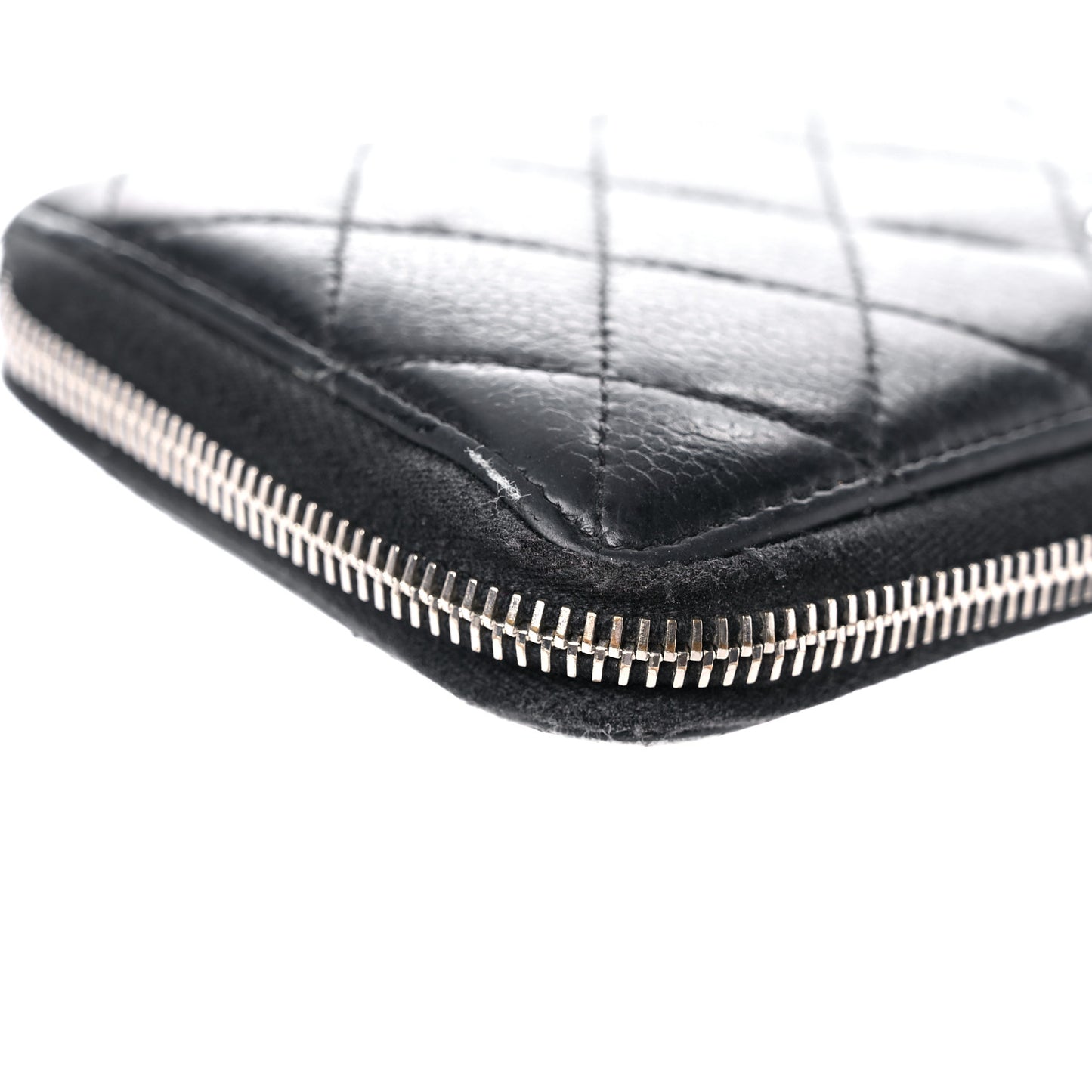 Caviar Quilted Medium Zip Around Wallet Black