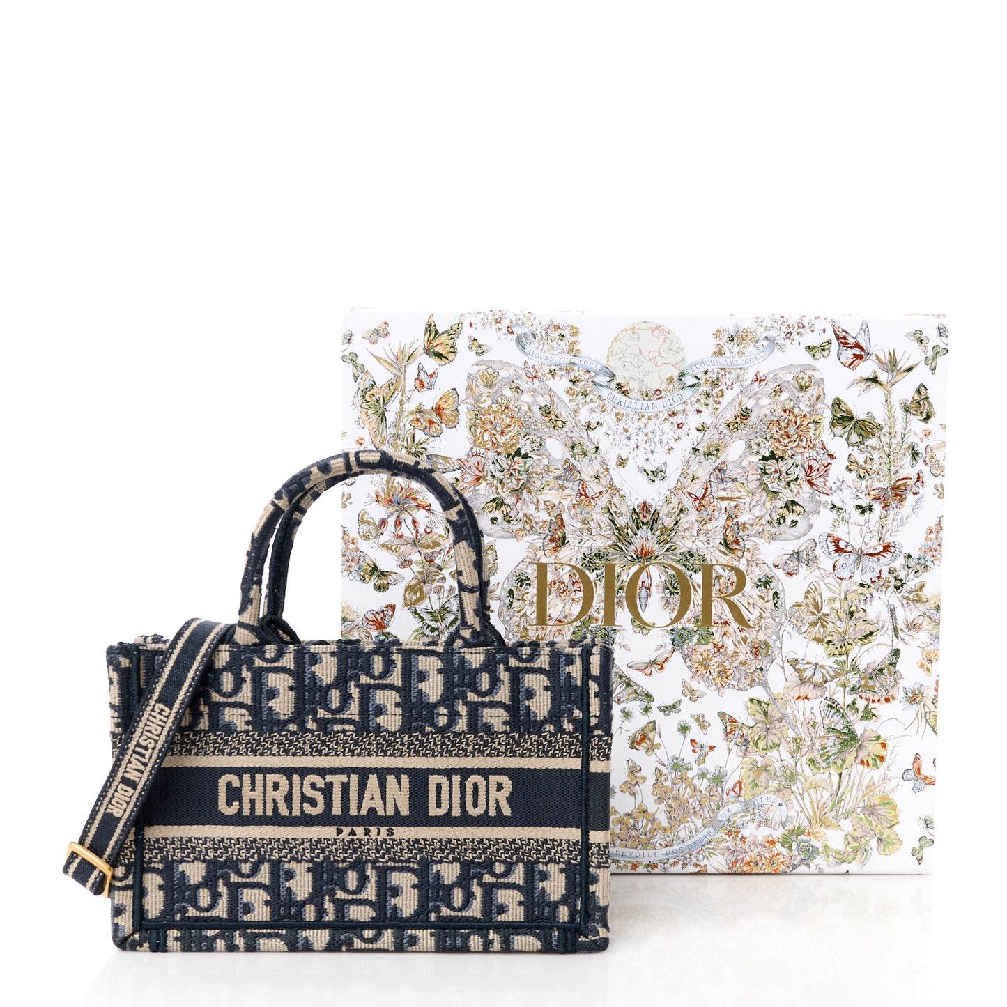 Oblique Mini Book Tote With Strap Blue Multicolor