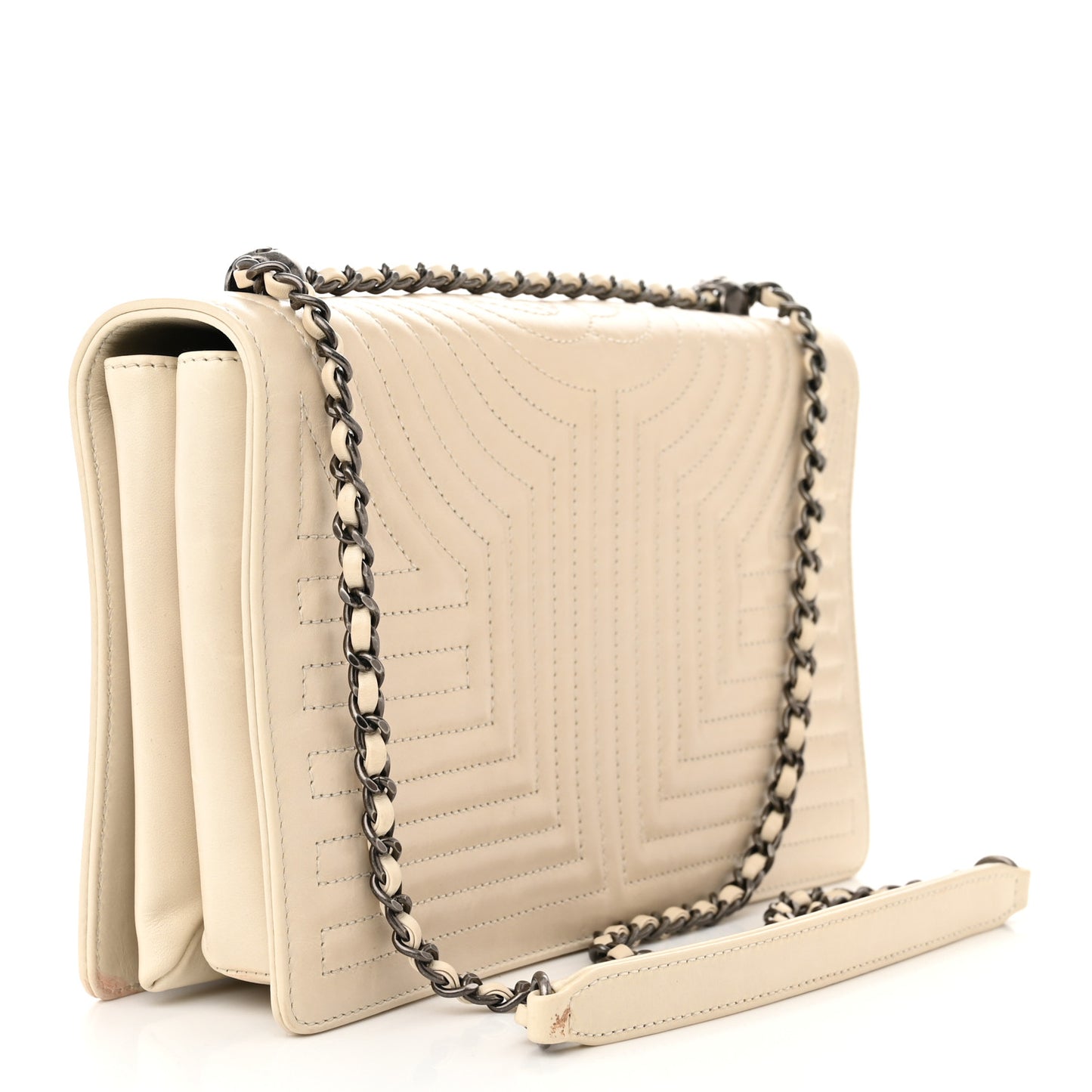 Calfskin Quilted Korean Garden Flap Off White