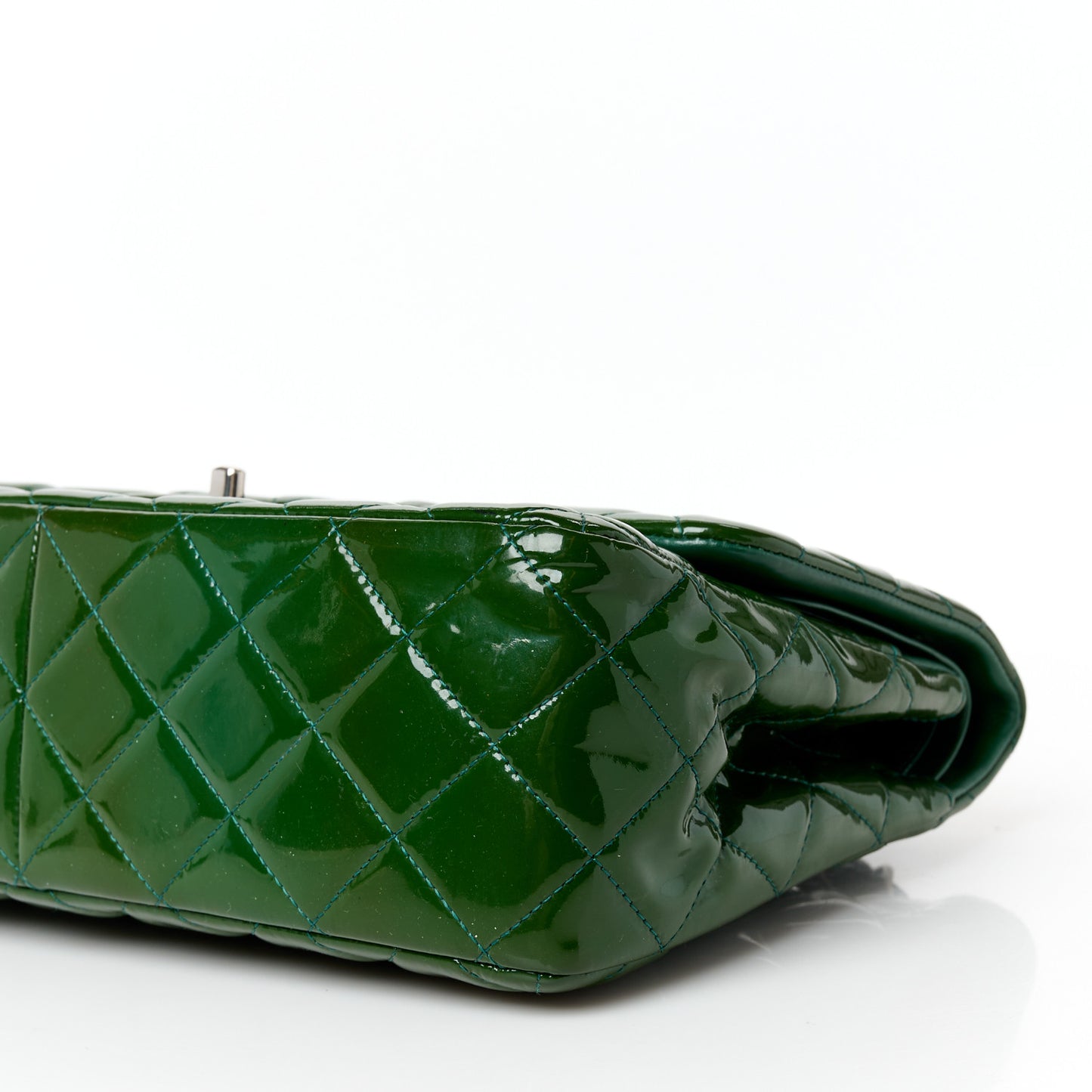 Patent Quilted Jumbo Double Flap Green