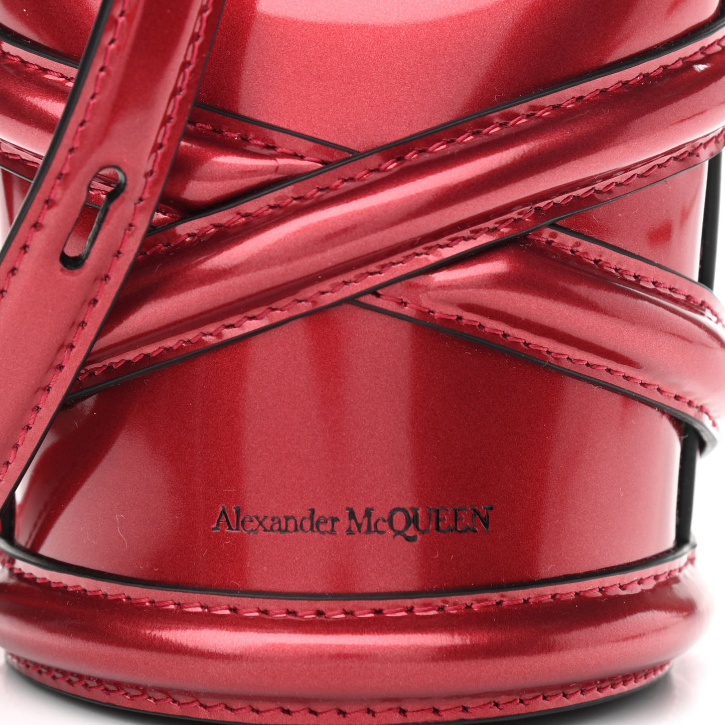 Metallic Calfskin The Curve Small Shoulder Bag Red