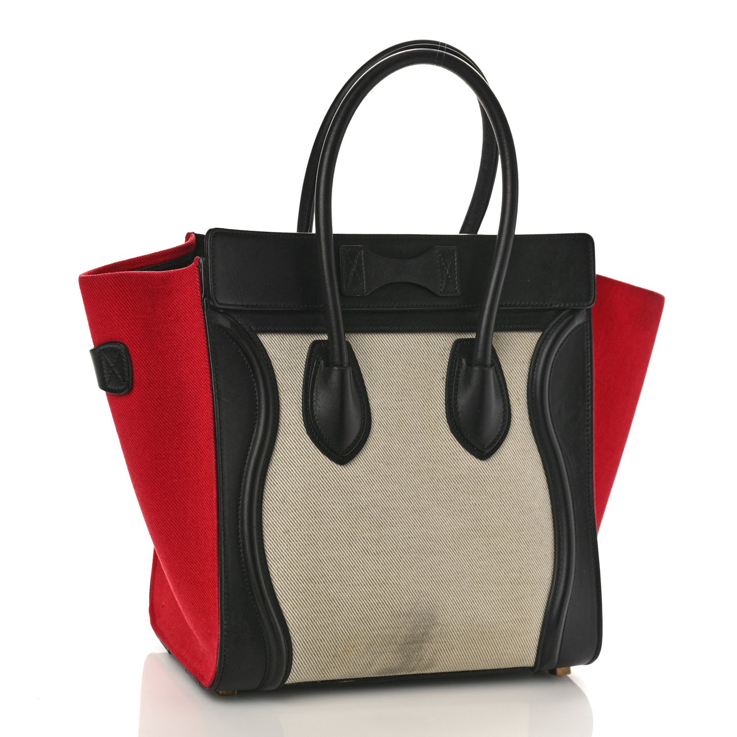 Canvas Smooth Calfskin Micro Tri-Color Luggage Carmin