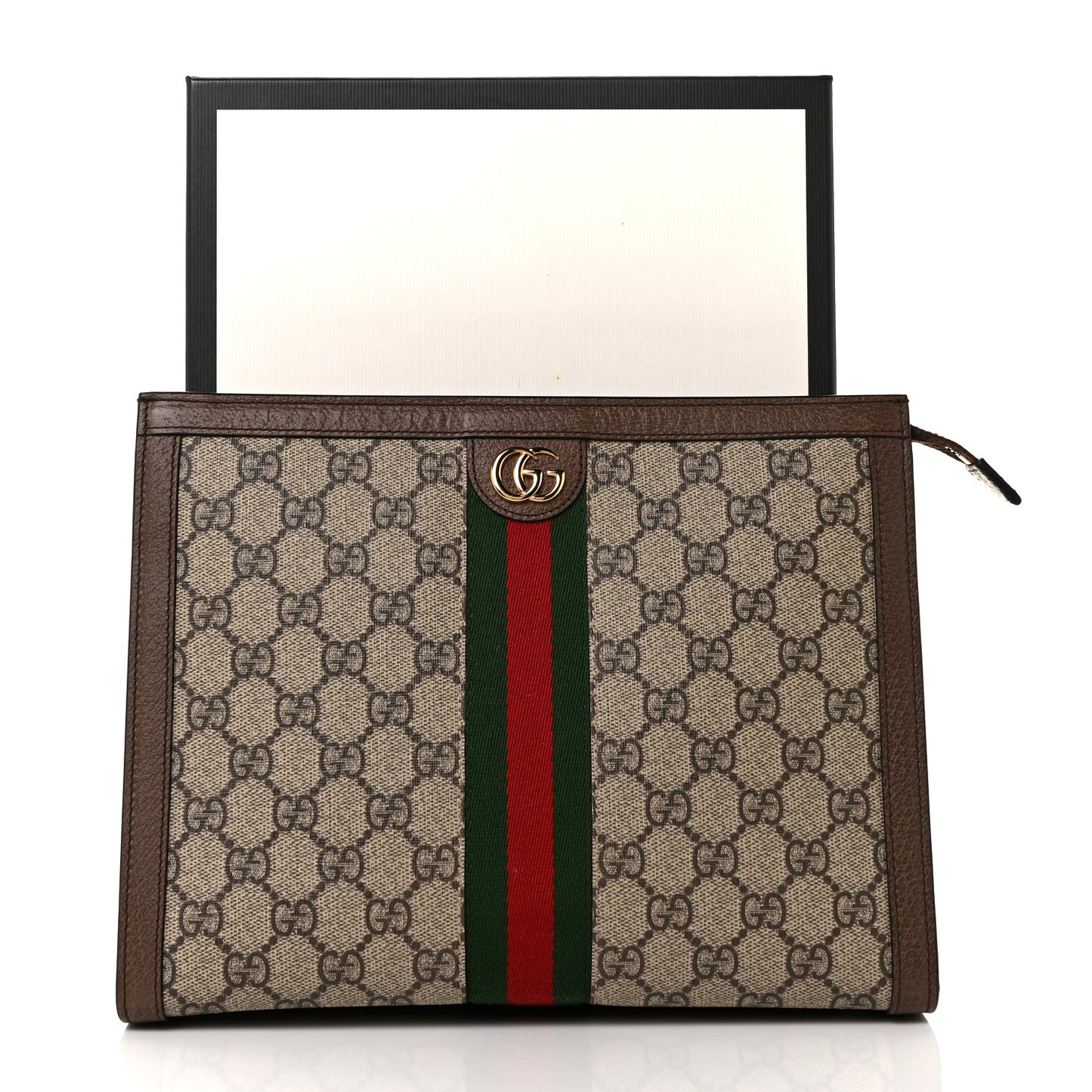 GG Supreme Monogram Web Ophidia Pouch Brown