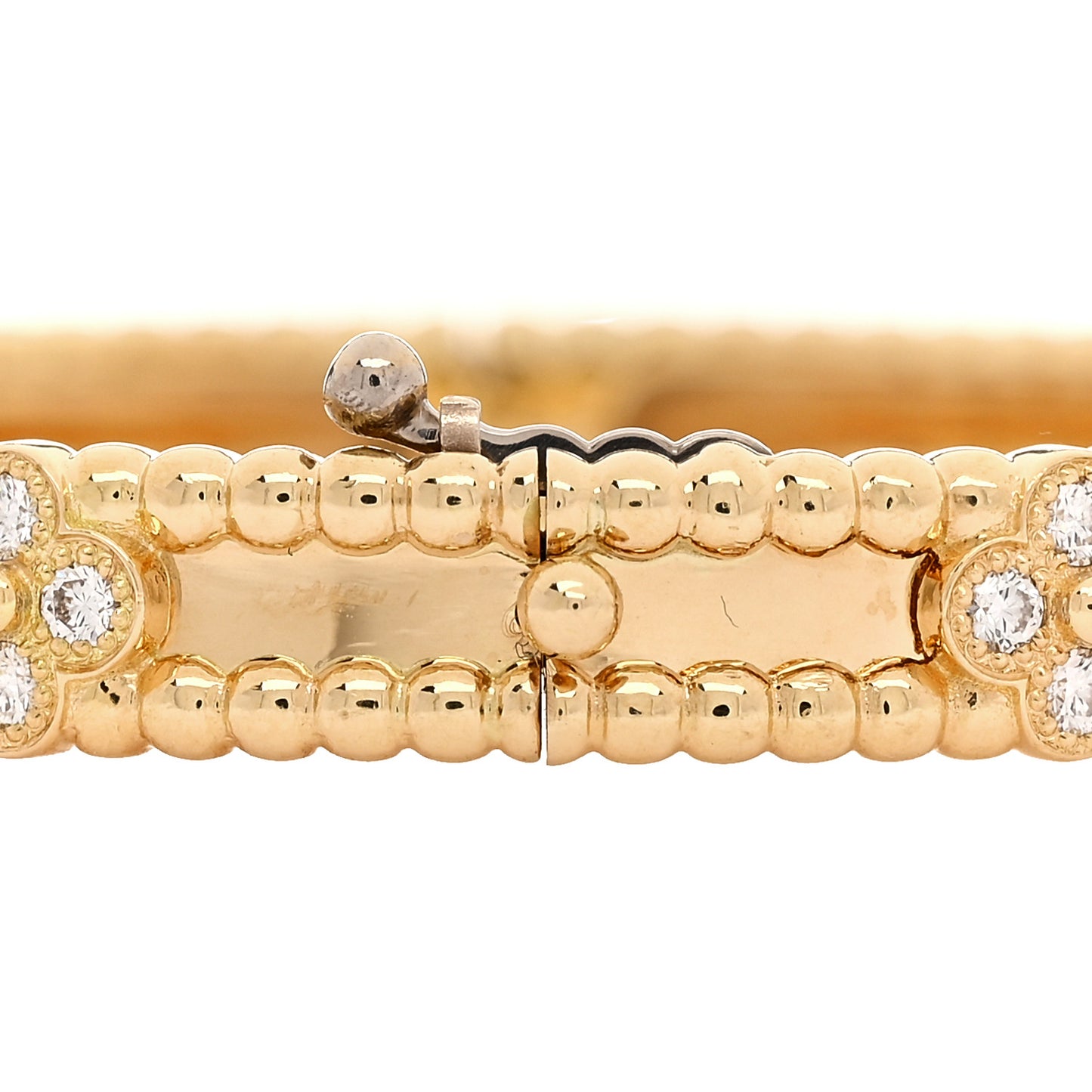 18K Yellow Gold Diamond Perlee Sweet Clovers Bracelet XS