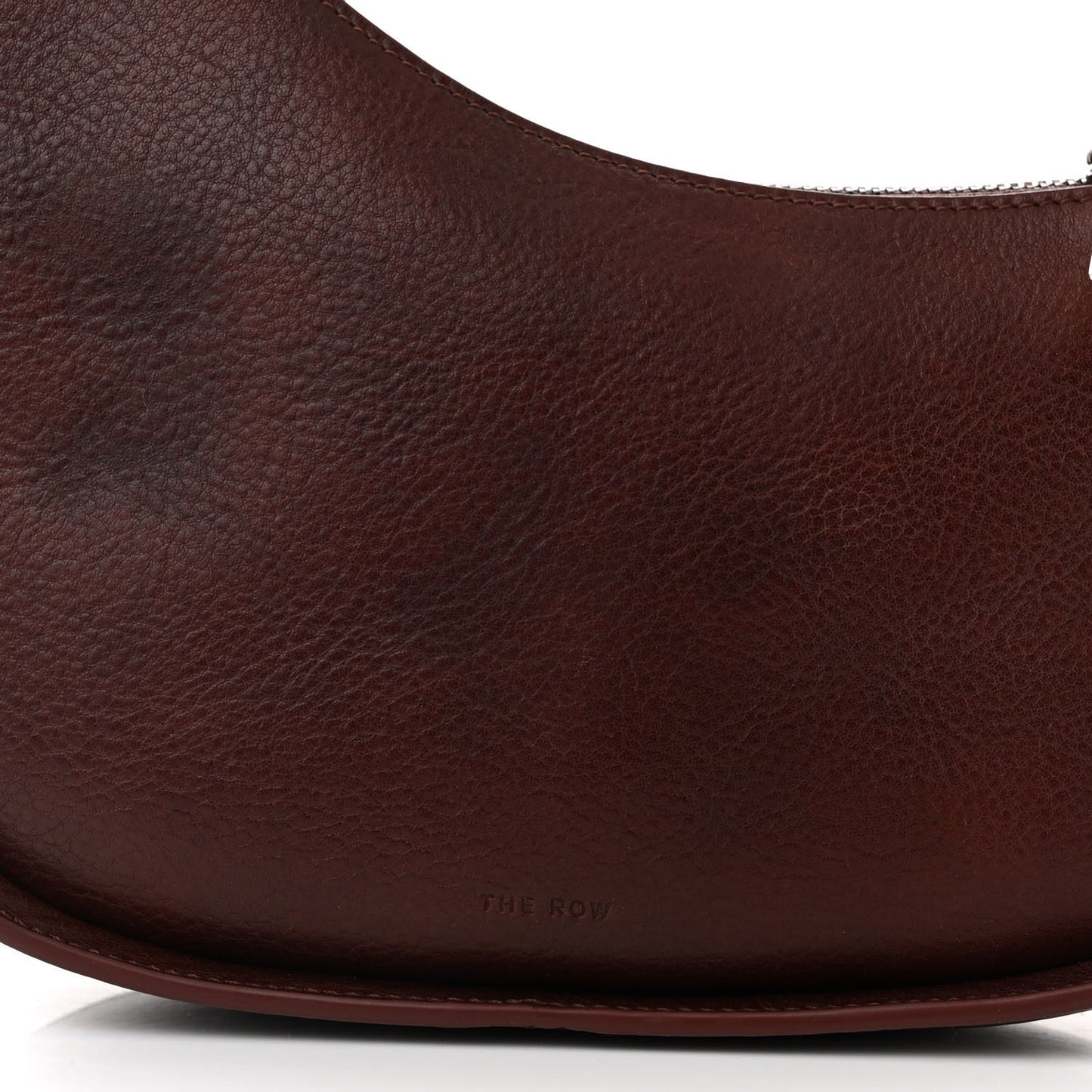 Grained Calfskin Half Moon Shoulder Bag Burnt Wood