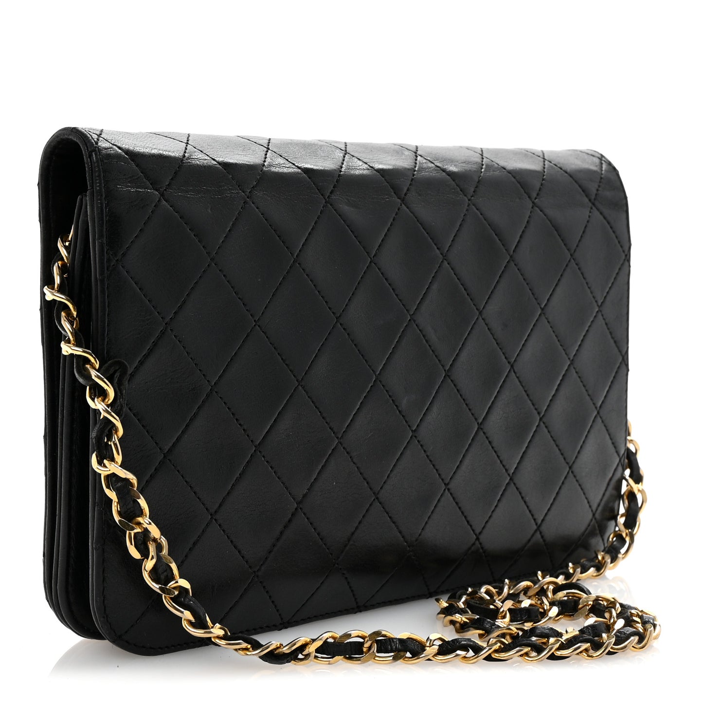 Lambskin Quilted Small Single Flap Bag Black