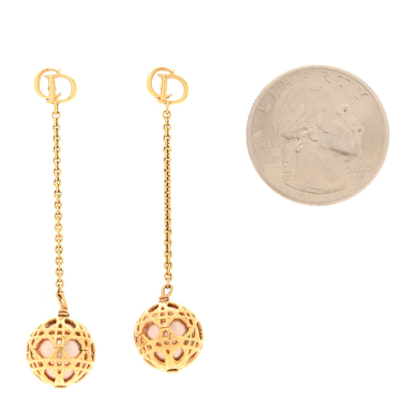 Pearl Secret Cannage Mise En Dior Tribales Dangle Earrings Gold