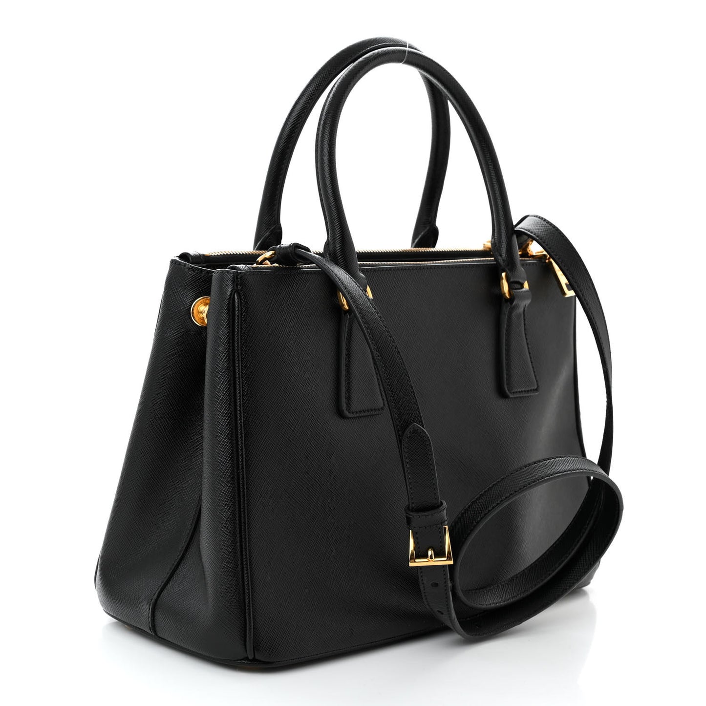 Saffiano Medium Galleria Double Zip Tote Black