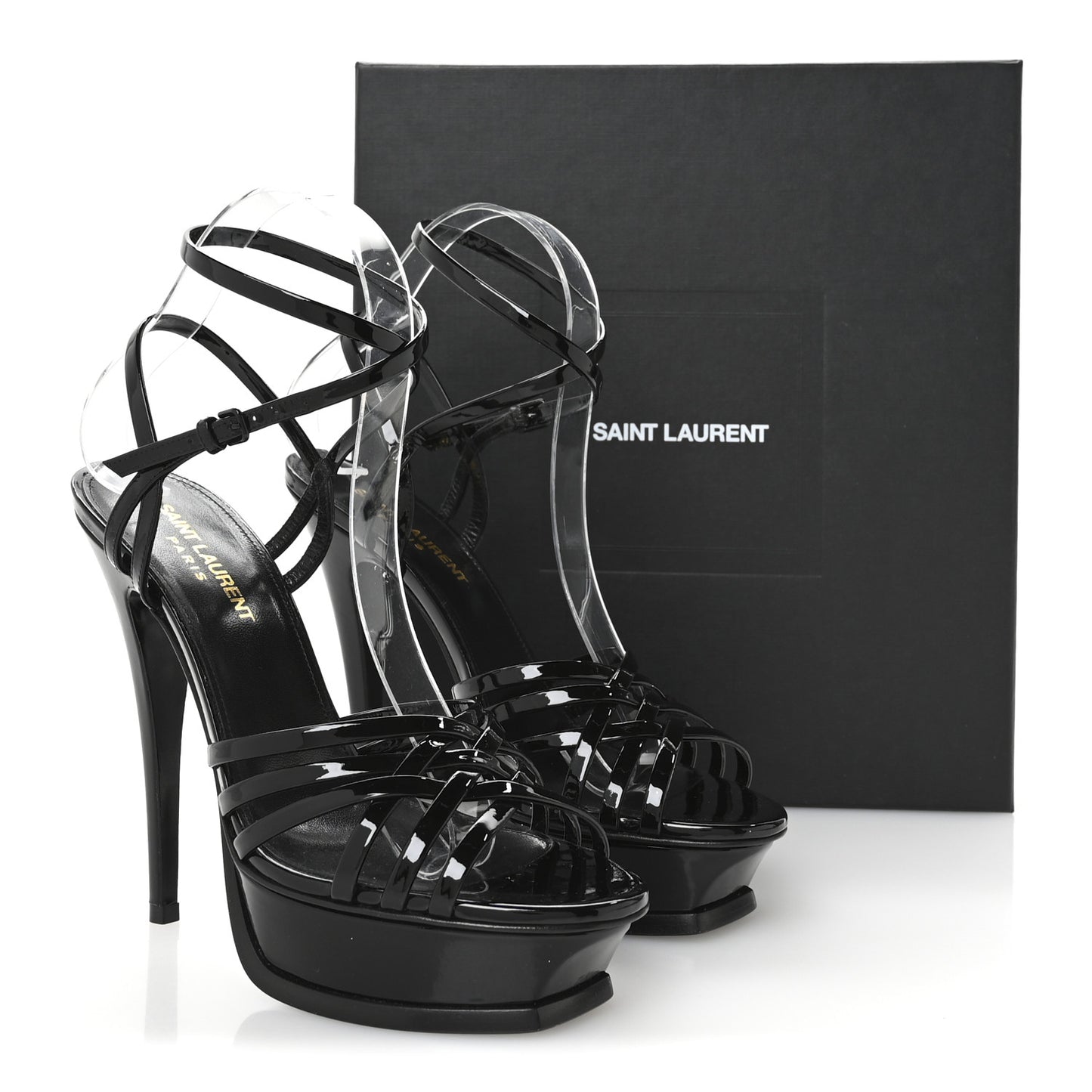 Patent Platform Criss Cross Sandals 37 Black