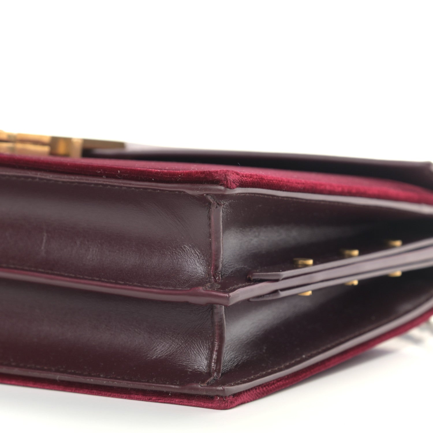 Saint Laurent Velvet Monogram Cassandra Clasp Bag Burgundy 9 of 12