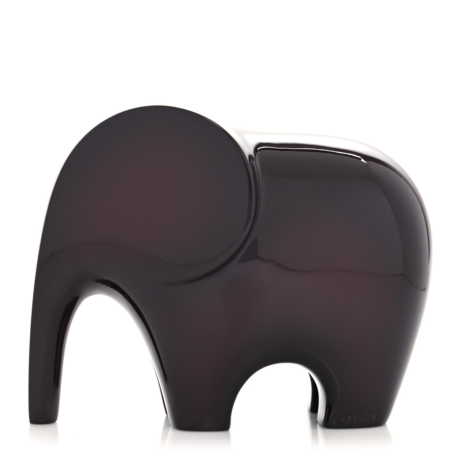 Hermes Lacquered Wood Elephant Lao Paperweight Aubergine 1 of 8