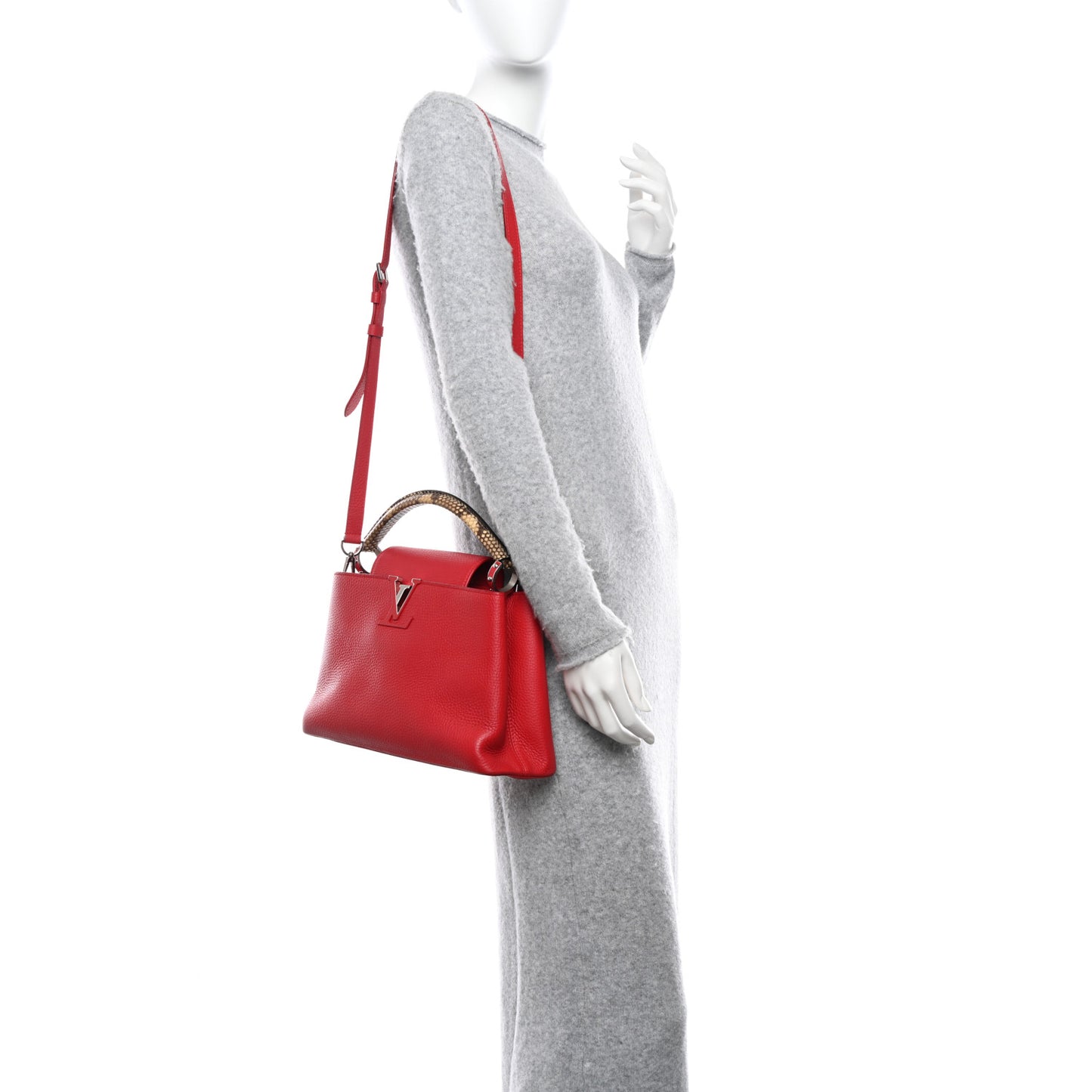 Taurillon Snakeskin Capucines PM Rubis