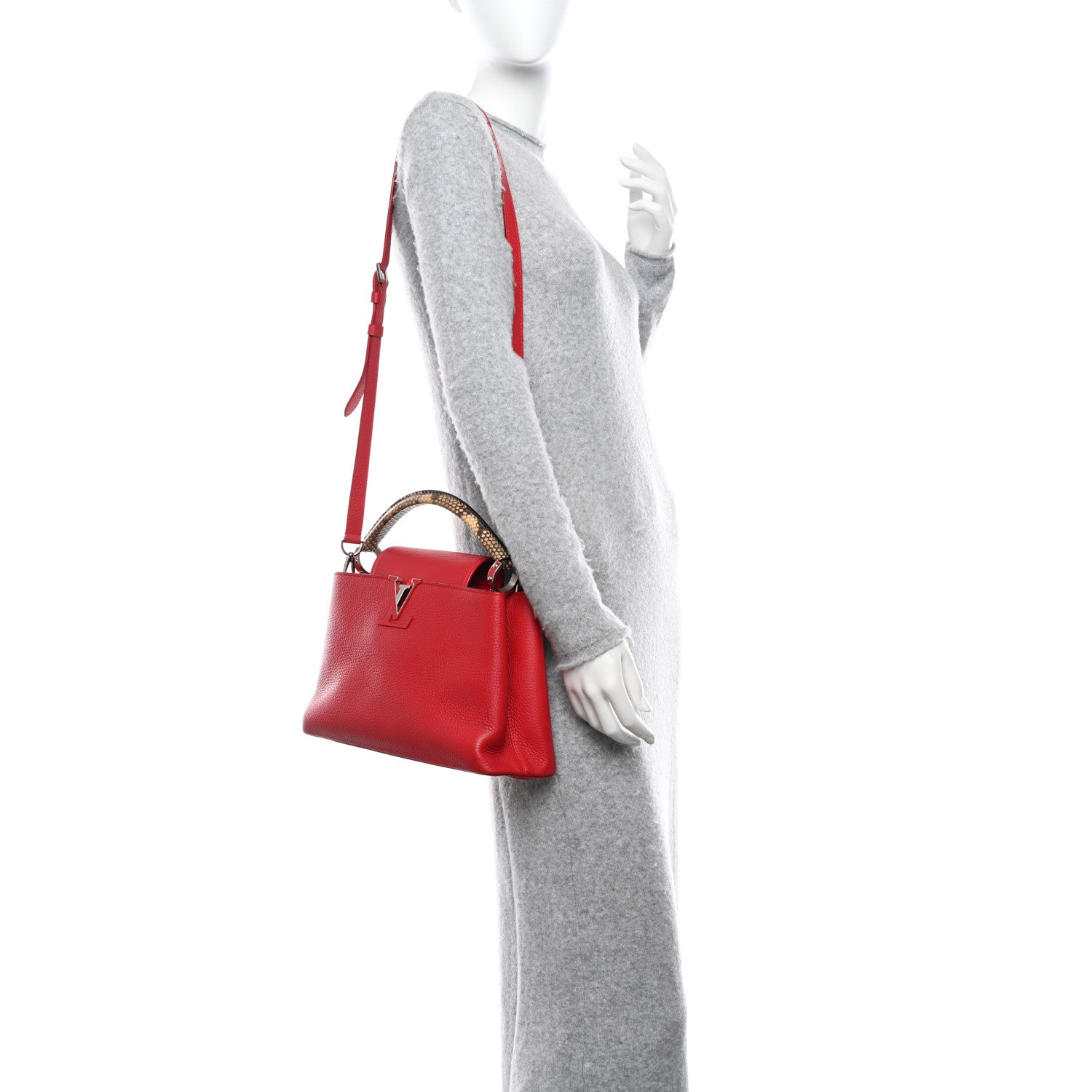 Louis Vuitton Taurillon Snakeskin Capucines PM Rubis 2 of 12