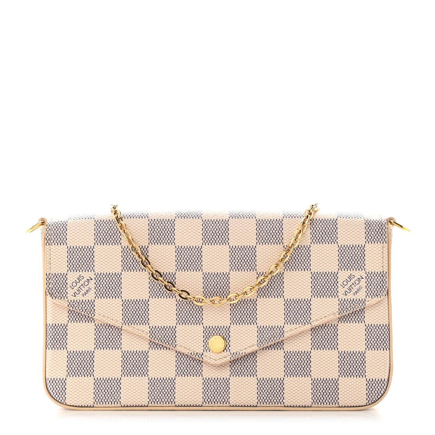 Damier Azur Pochette Felicie Chain Wallet Rose Ballerine