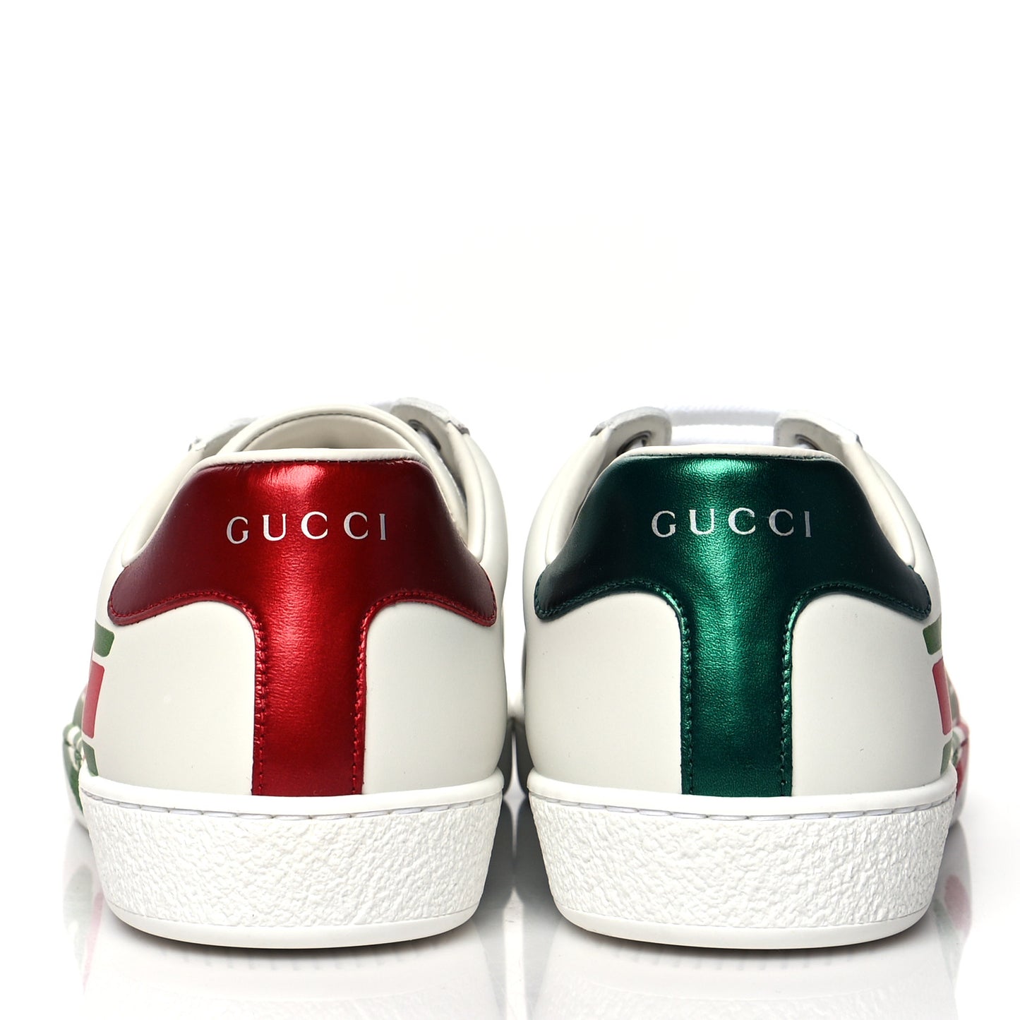 Calfskin Interlocking G Mens New Ace Sneakers 9 White Red Flame Green
