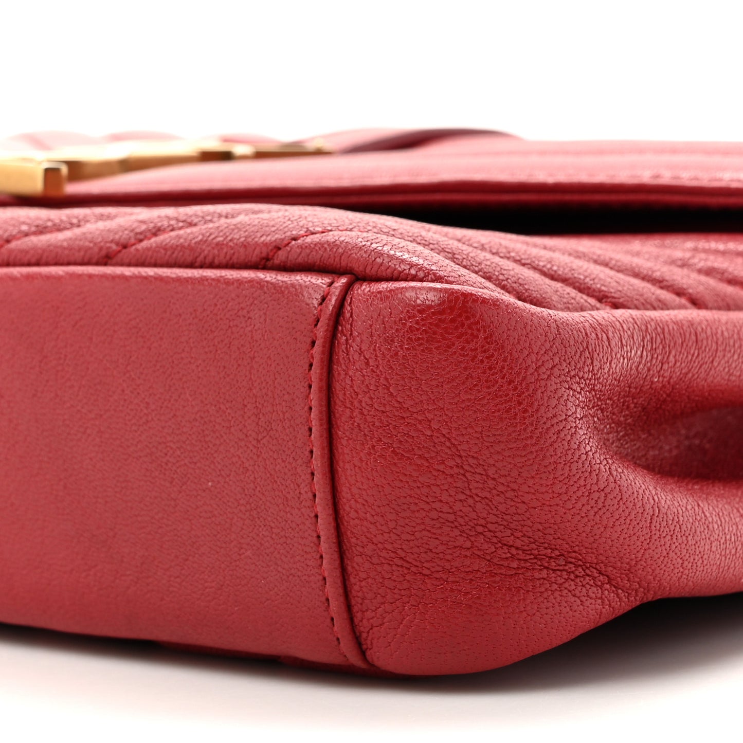 Sheepskin Matelasse Chevron Monogram Medium College Bag Rouge