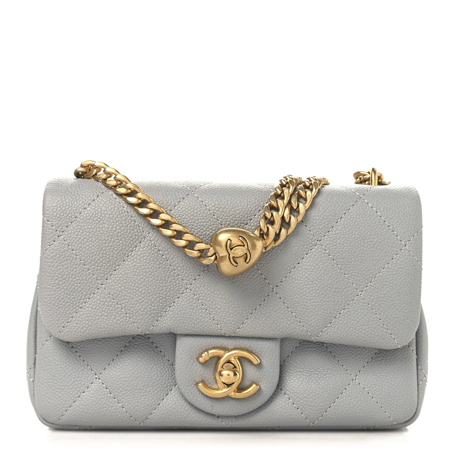 Chanel Caviar Quilted Mini Sweetheart Rectangular Flap Light Grey 1 of 10