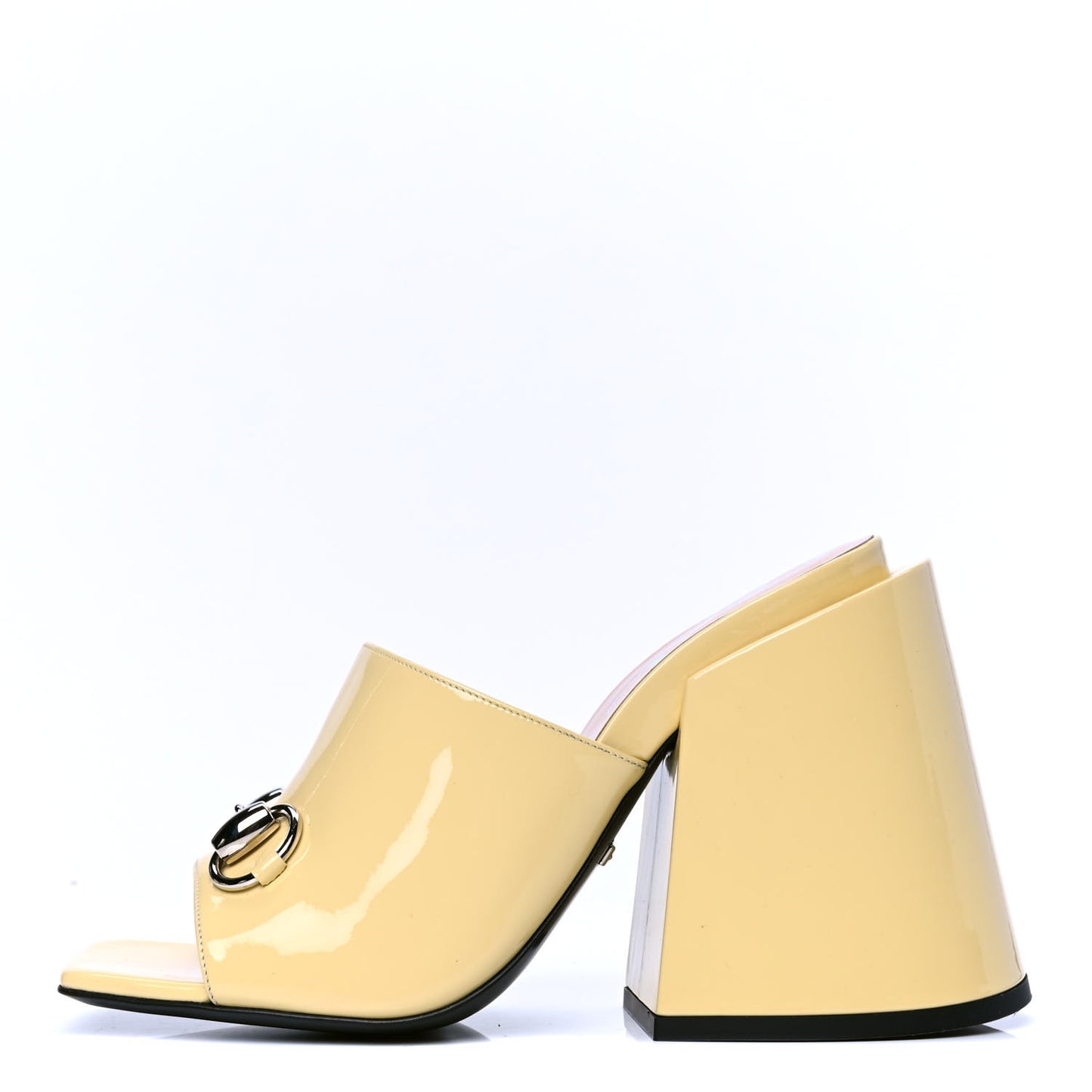 Patent Lexi Horsebit High-Heel Slide Sandals 36 Burro