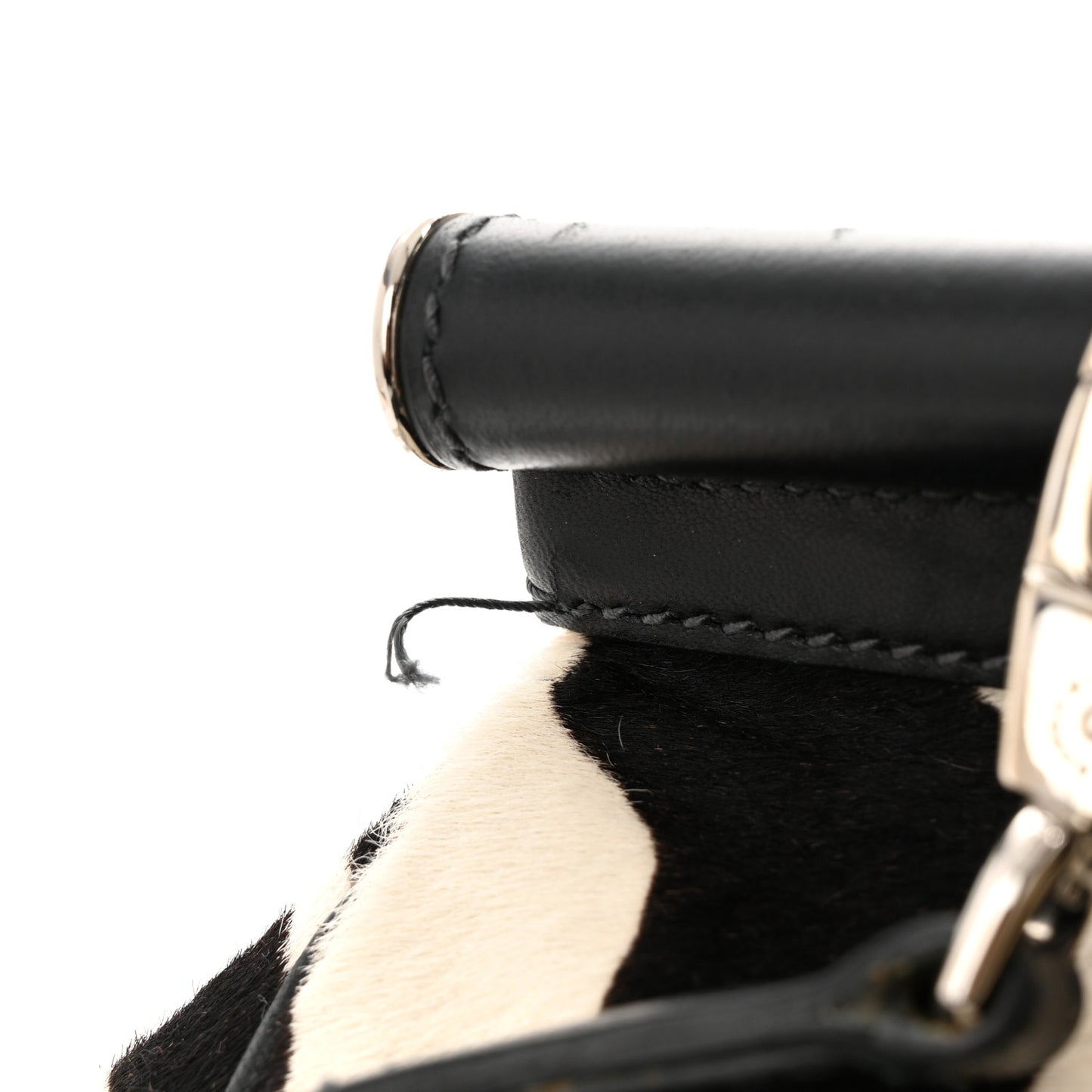 Calf Hair Zebra Print Large Miss Sicily Satchel Black White