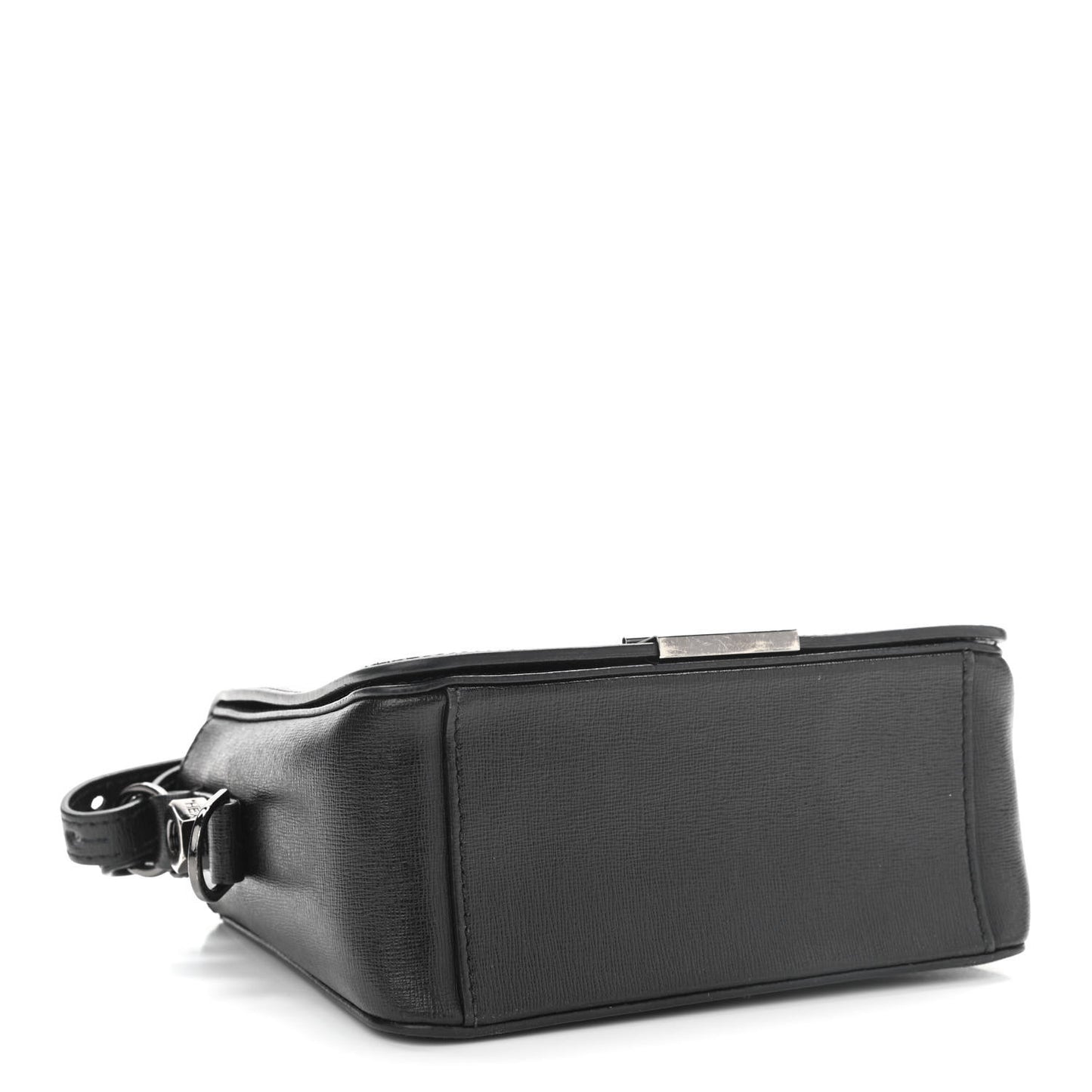 Calfskin Diag Striped Belt Bag Crossbody Black White