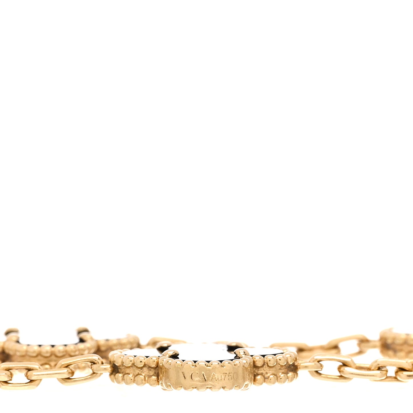 18K Yellow Gold Black Onyx 5 Motifs Vintage Alhambra Bracelet