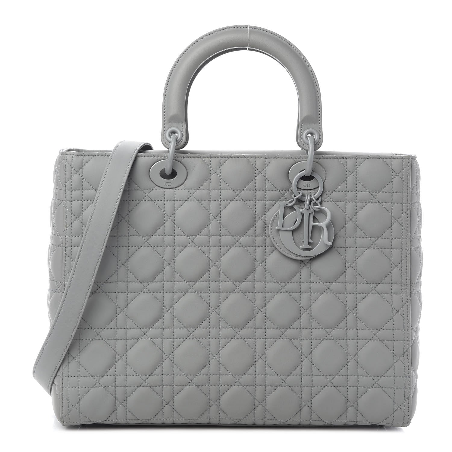 Christian Dior Ultra Matte Calfskin Cannage Large Lady Dior Grey Stone 1 of 9