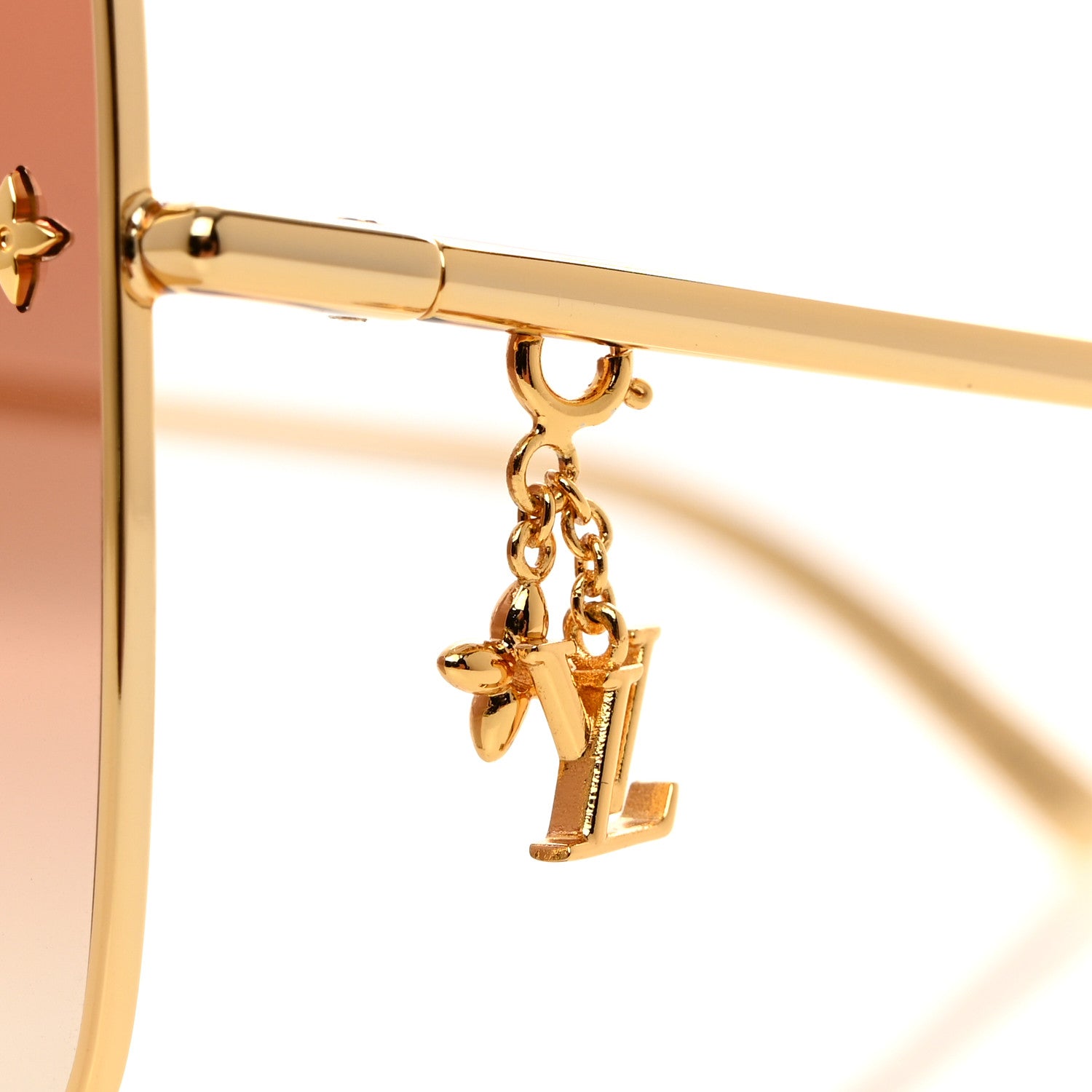 Louis Vuitton Metal LV Charm Square Sunglasses Z1719U Gold 7 of 8