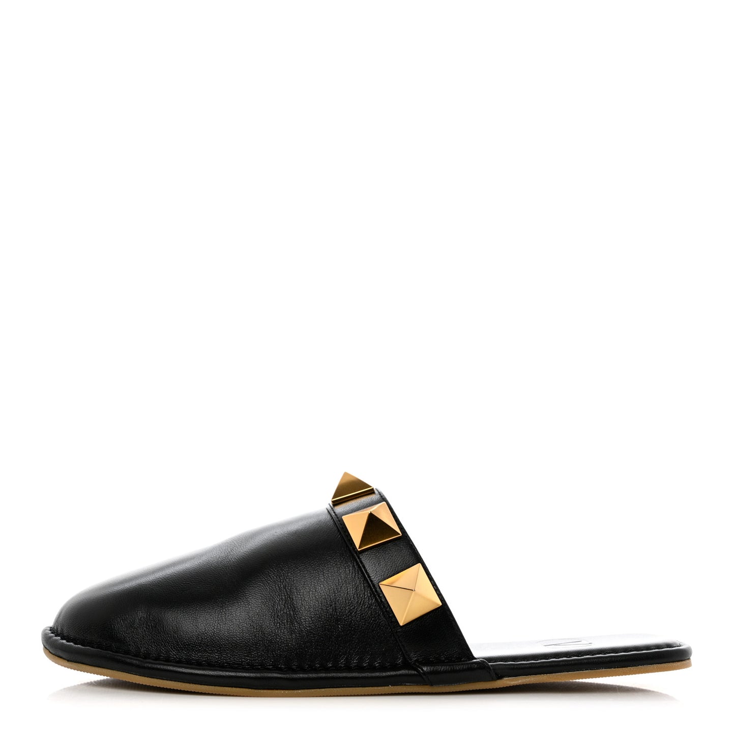 Nappa Roman Stud Flat Slippers 37.5 Black