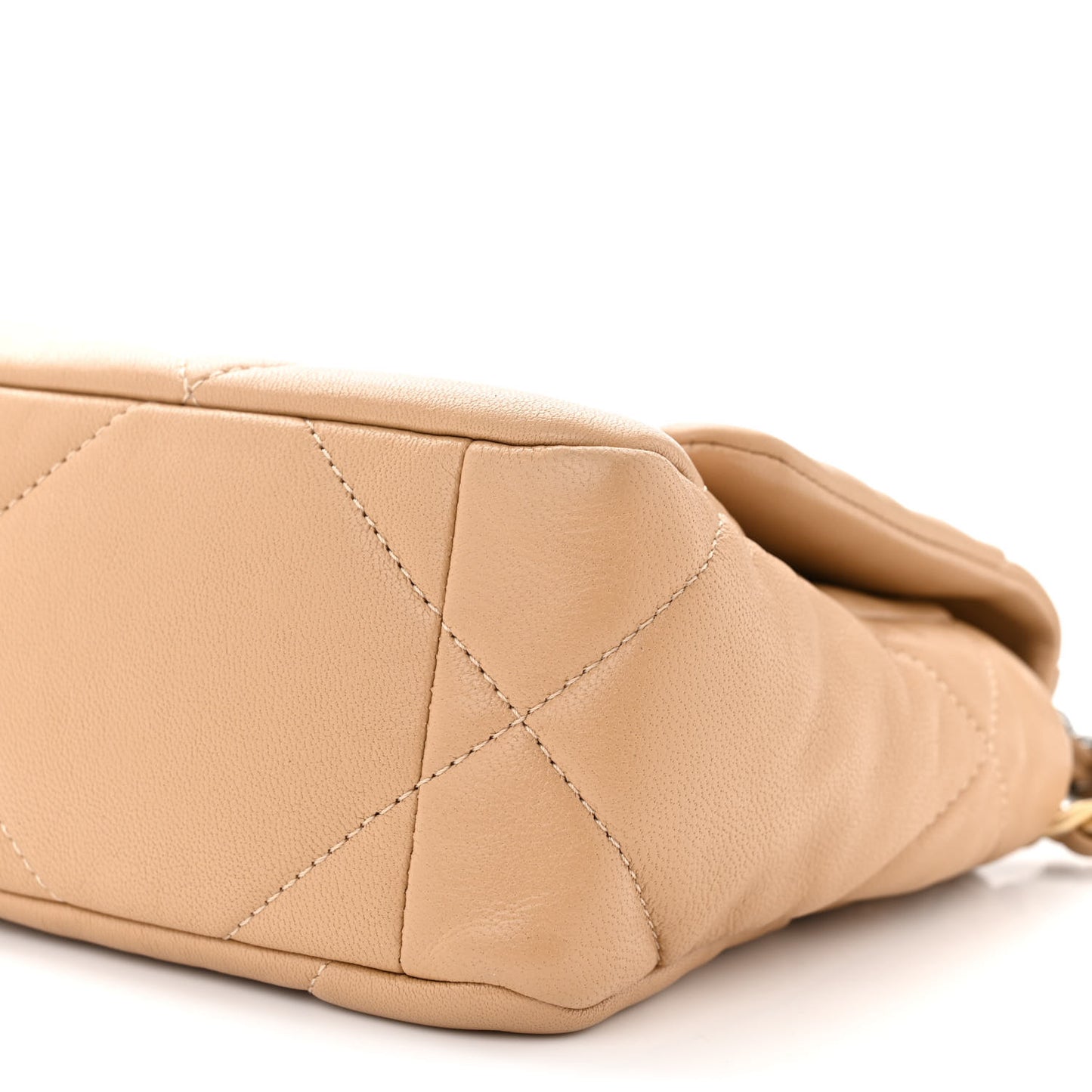 Goatskin Quilted Medium Chanel 19 Flap Beige