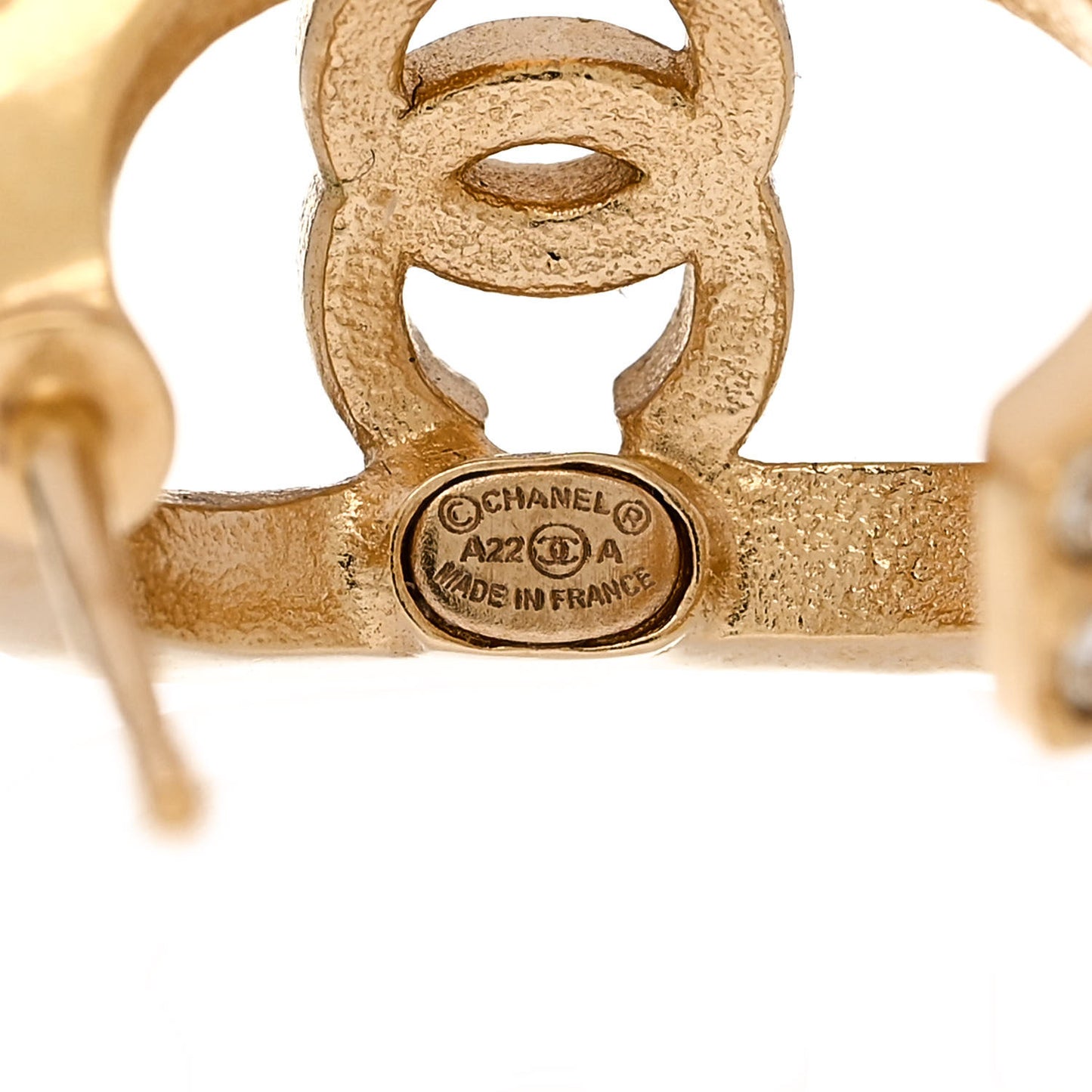 Crystal Strass CC Double Hoop Earrings Gold
