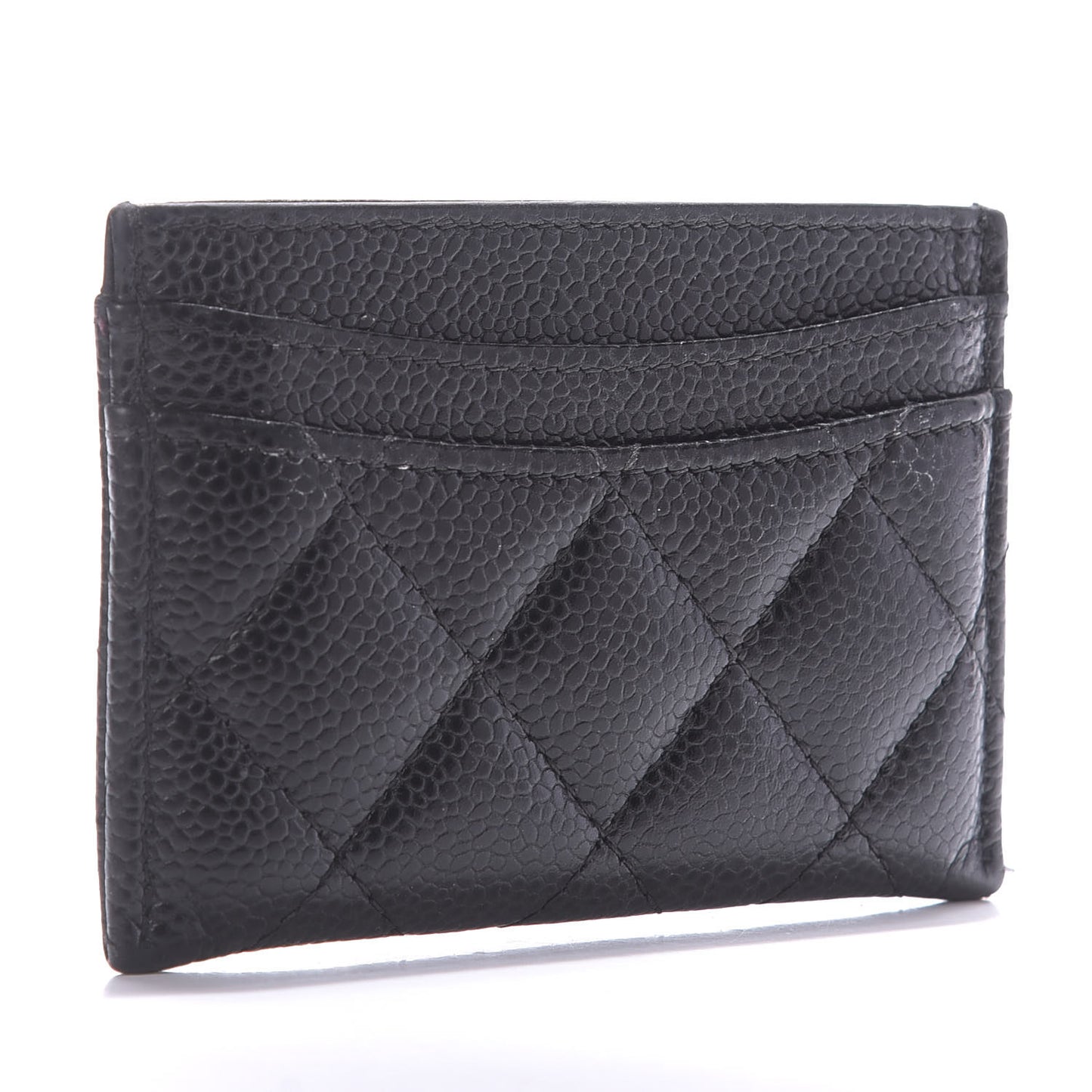 Caviar Quilted Card Holder Black