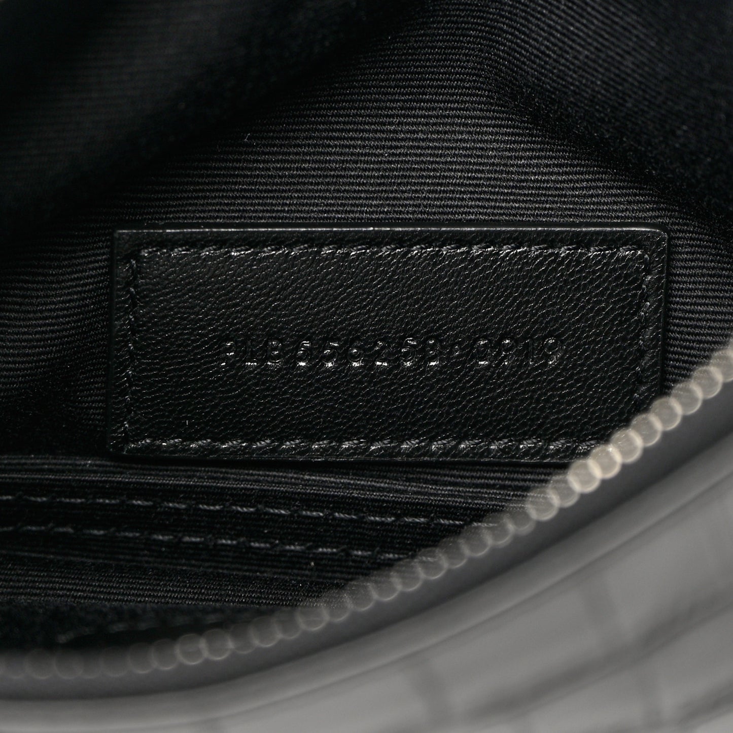 Calfskin Crocodile Embossed Zip Pouch Black