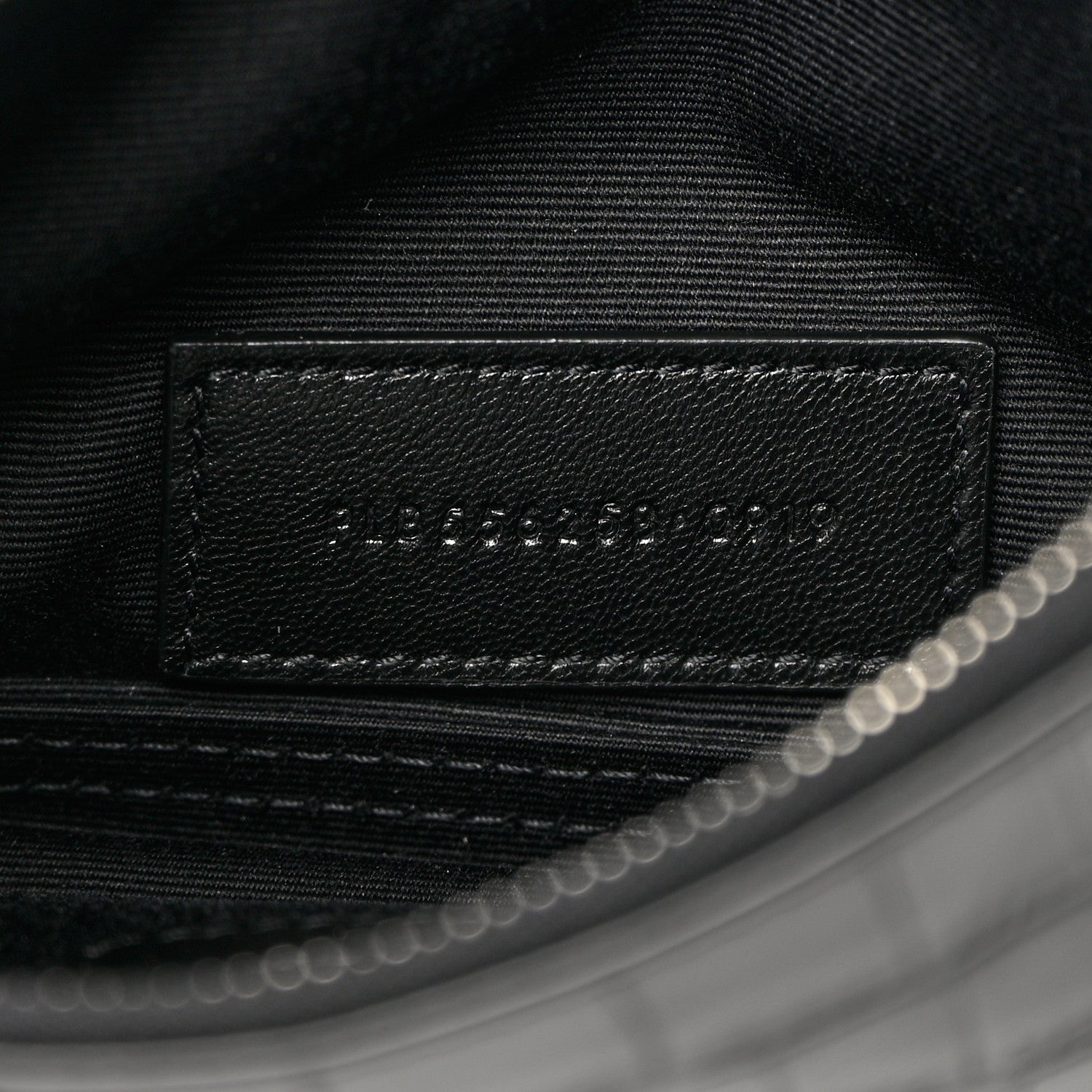Saint Laurent Calfskin Crocodile Embossed Zip Pouch Black 7 of 9