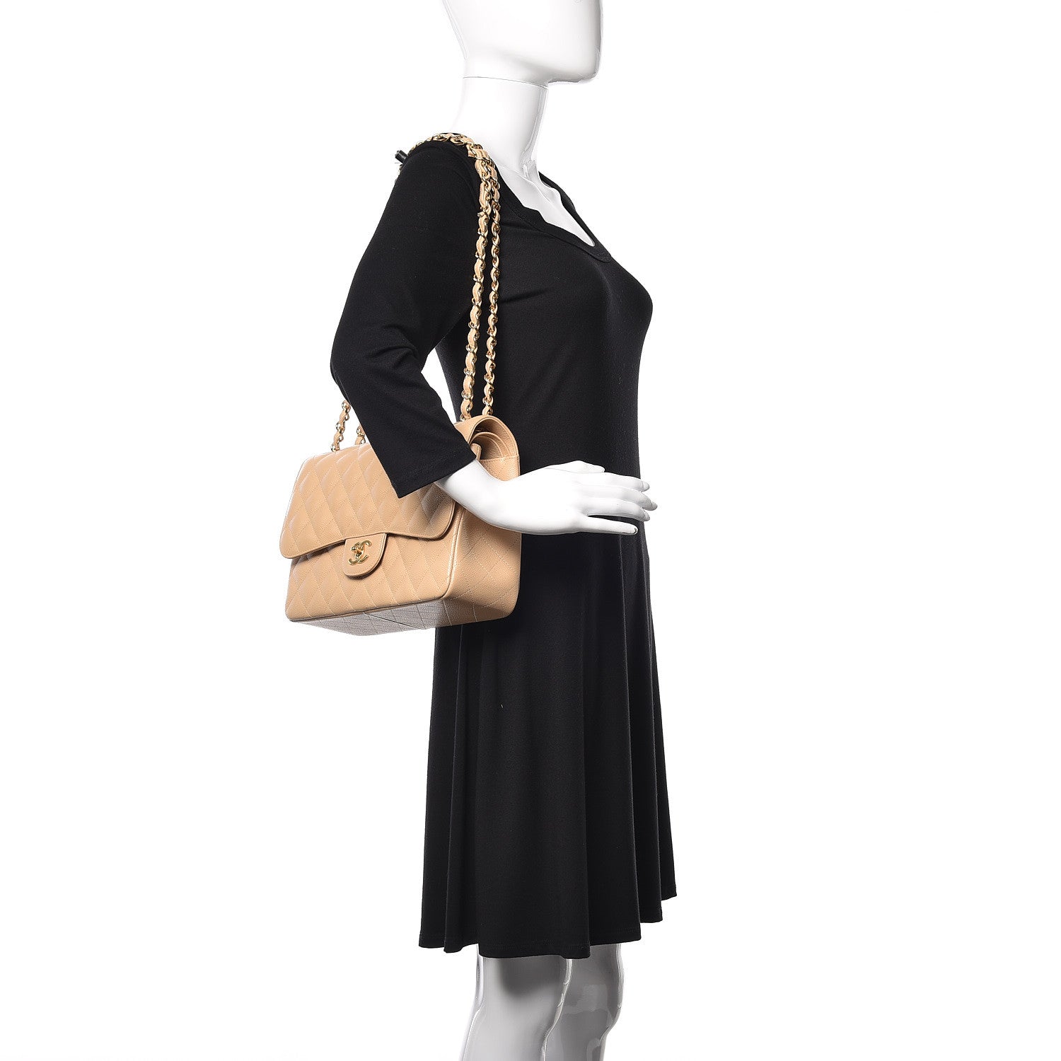Chanel Caviar Quilted Jumbo Double Flap Beige Clair 2 of 11