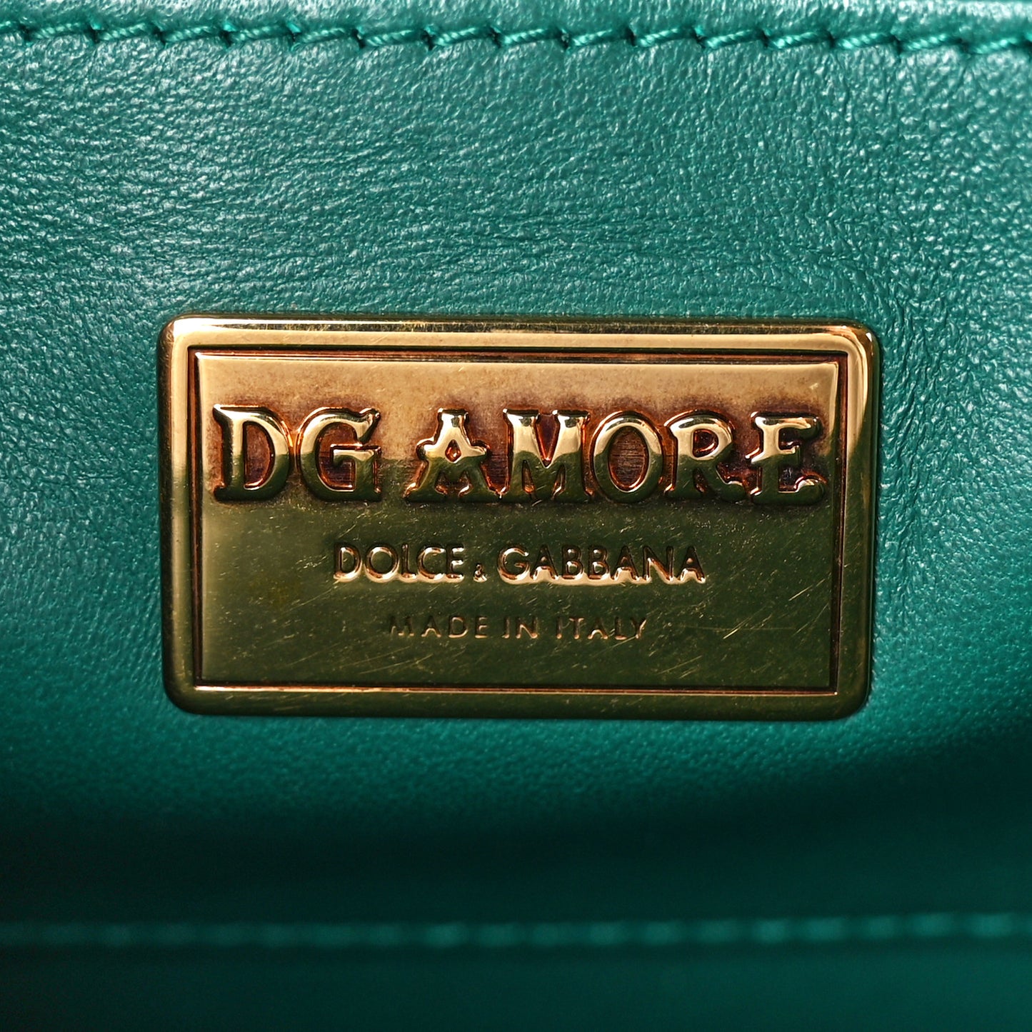 Smooth Calfskin Small DG Amore Envelope Bag Green