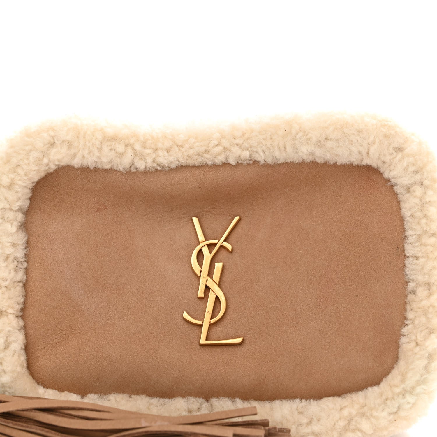 Saint Laurent Suede Shearling Lou Belt Bag Natural Tan 8 of 13
