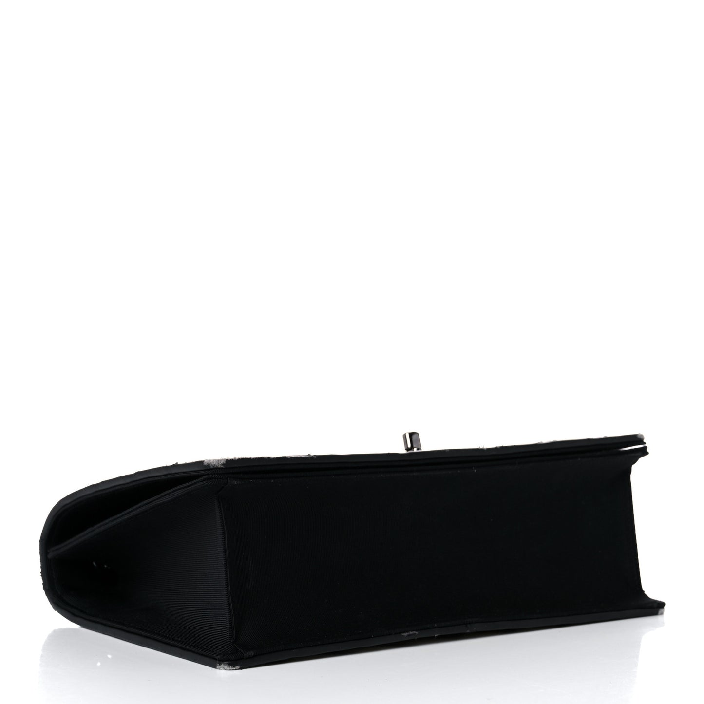 Grosgrain Chevron Quilted Couture Flap Black Gold