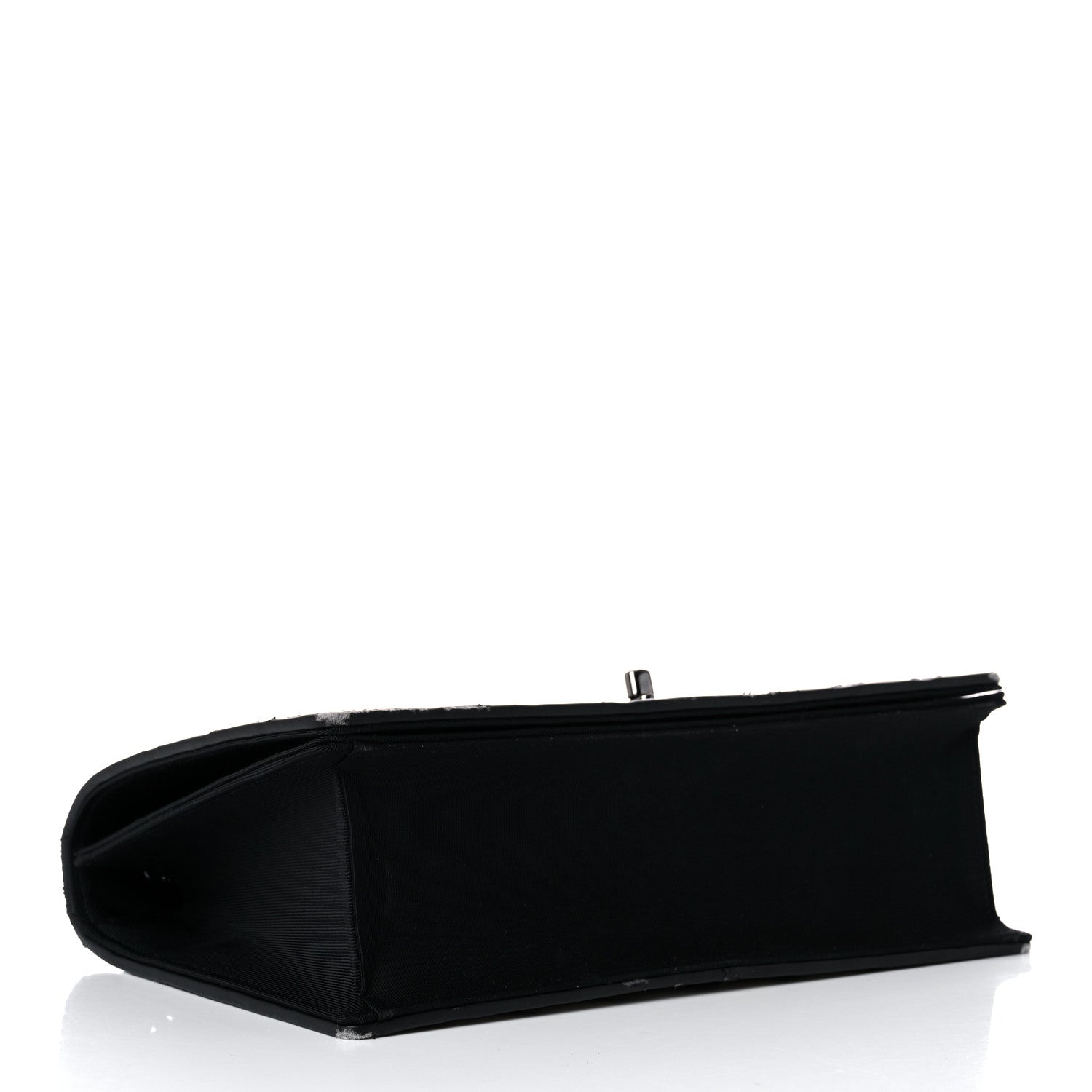 Chanel Grosgrain Chevron Quilted Couture Flap Black Gold 4 of 18