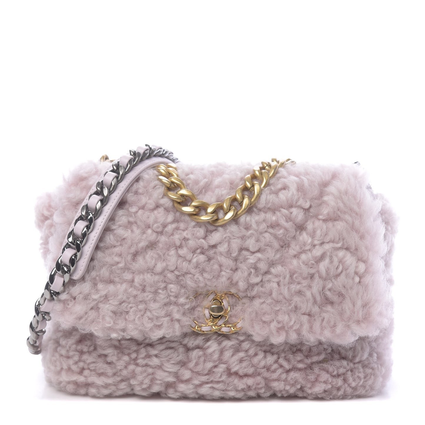 Shearling Sheepskin Medium 19 Flap Light Pink