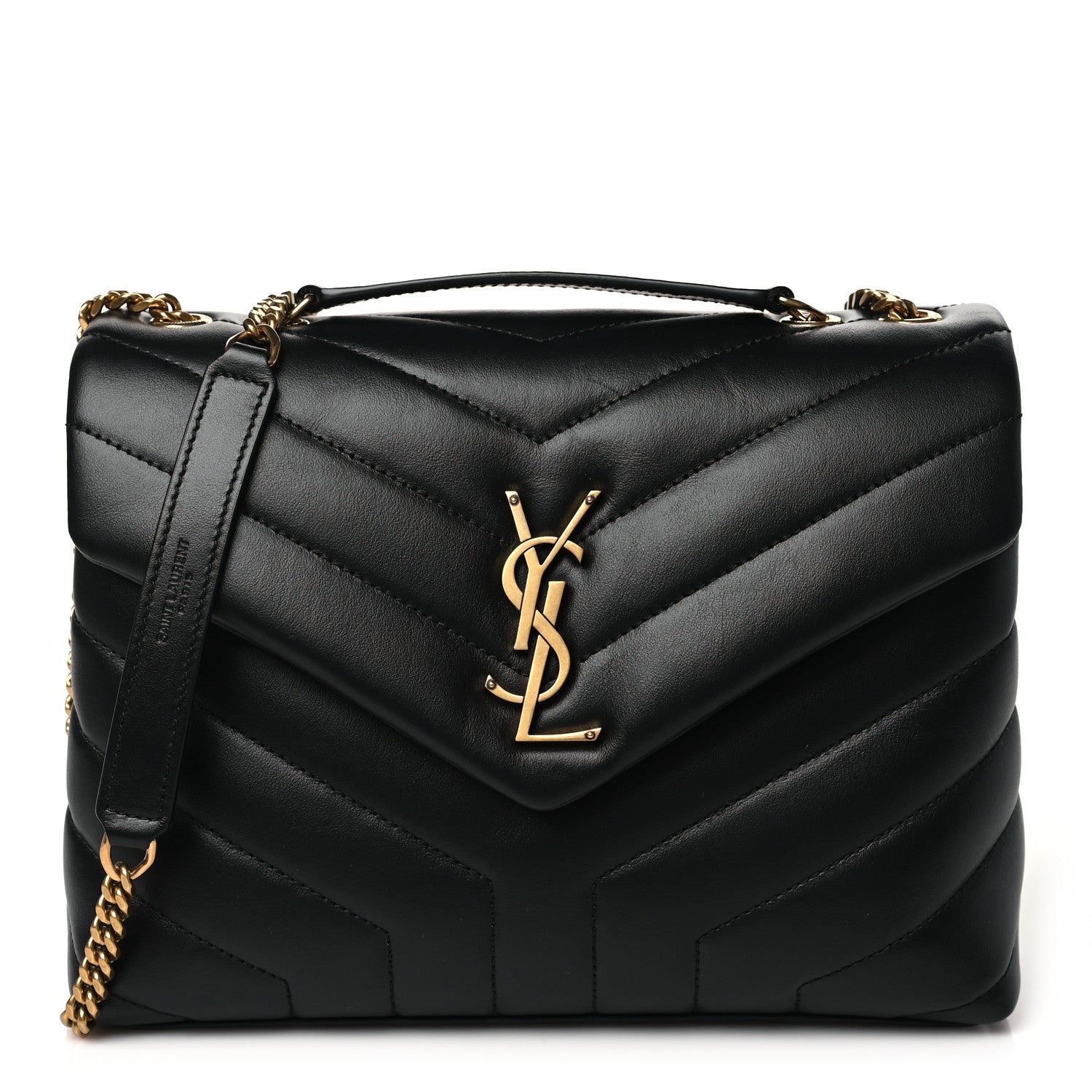 Saint Laurent Calfskin Y Quilted Monogram Small Loulou Chain Satchel Black 1 of 11