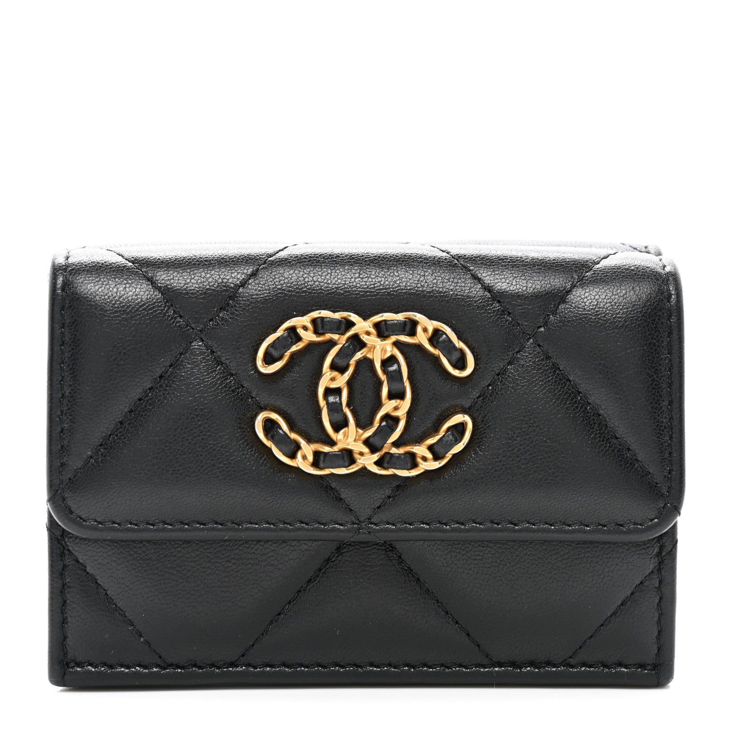 Chanel Lambskin Quilted Chanel 19 Flap Card Holder Black 1 of 9