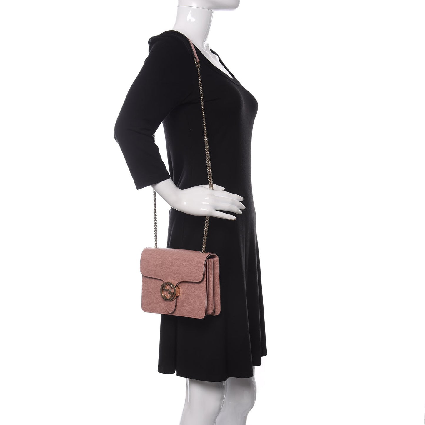 Dollar Calfskin Small Interlocking G Shoulder Bag Soft Pink