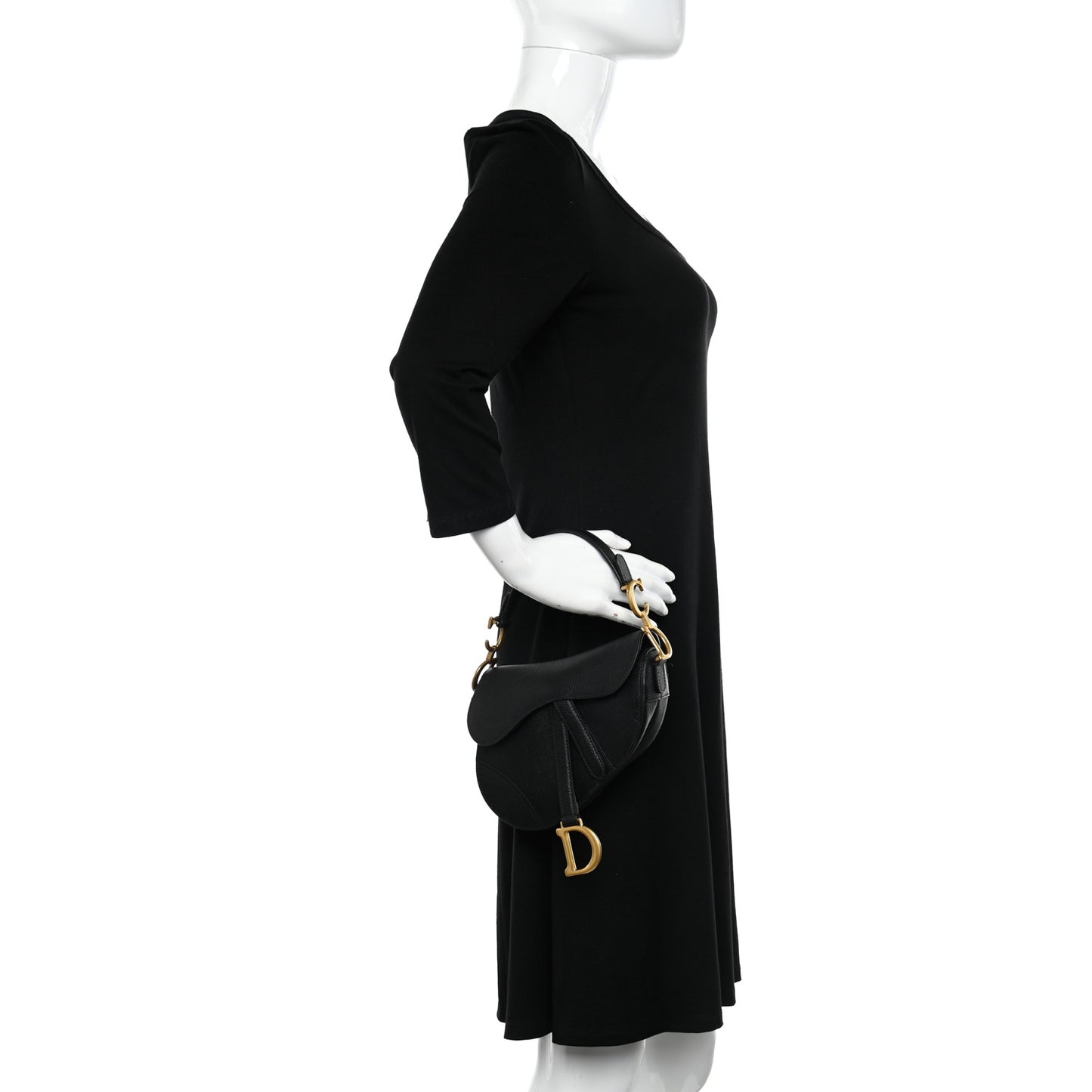 Grained Calfskin Mini Saddle Bag Black