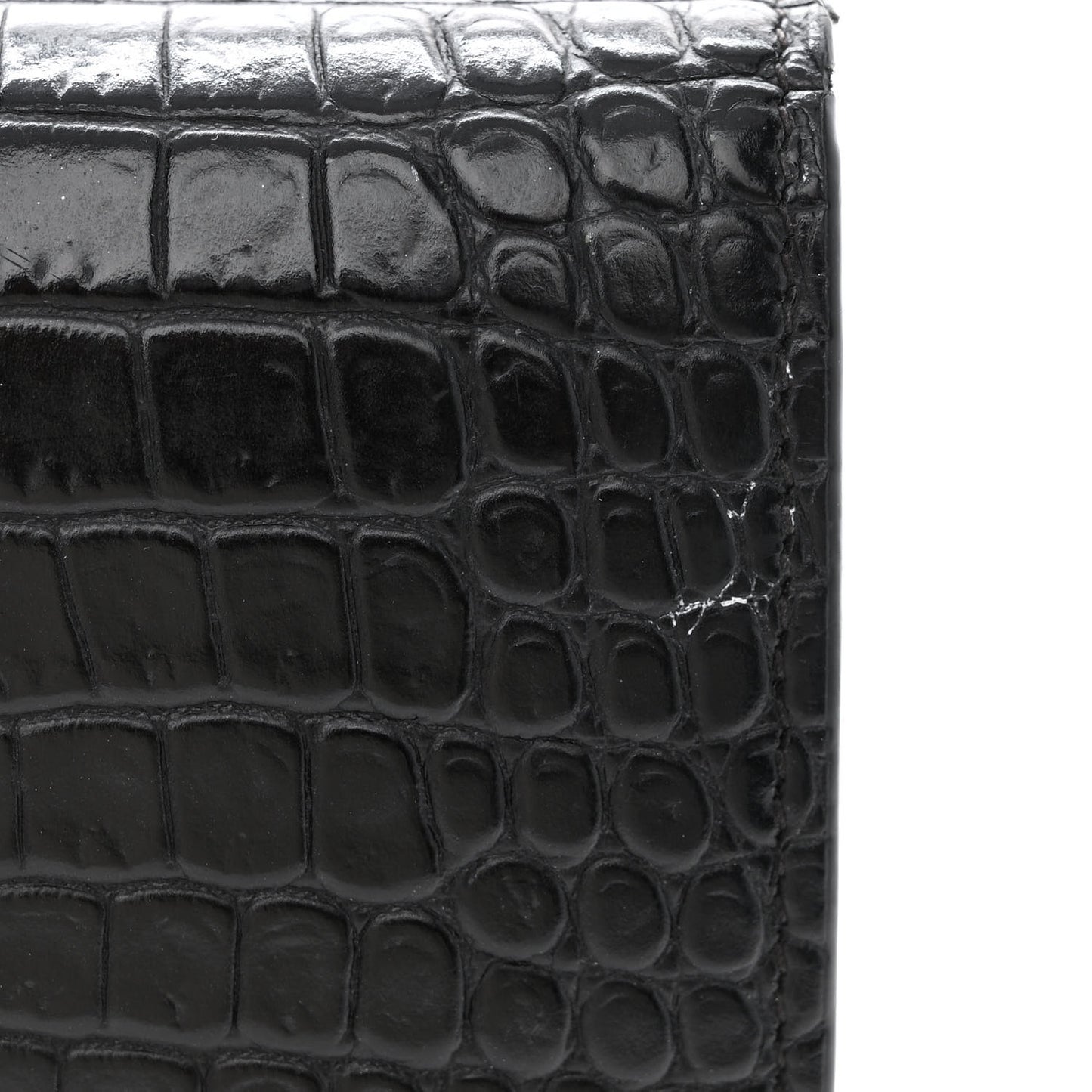 Calfskin Crocodile Embossed Kate Monogram Tassel Chain Wallet Black